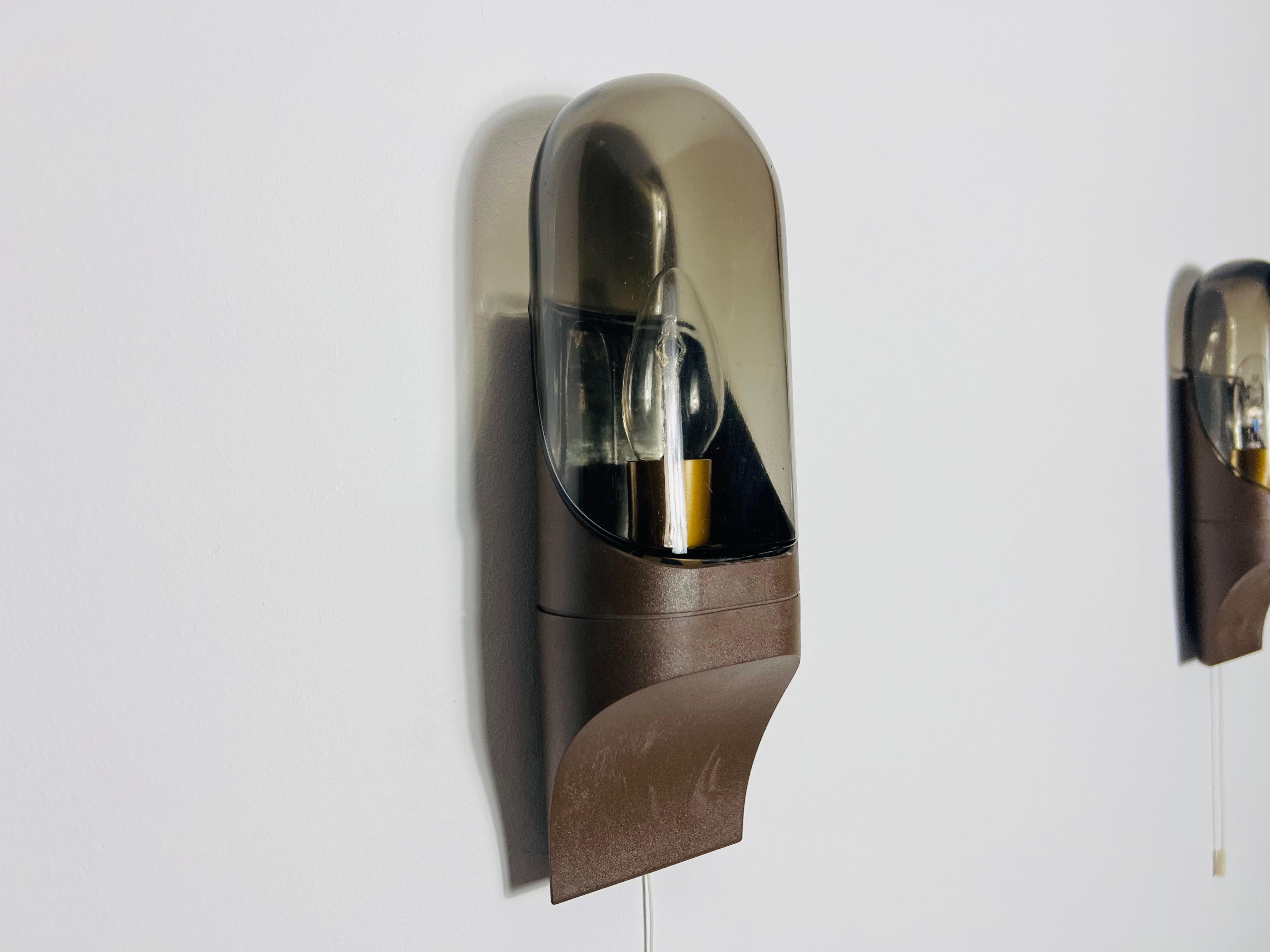 Mid-Century Glass Wall Lamp by Hillebrand, 1970s, Germany For Sale 3