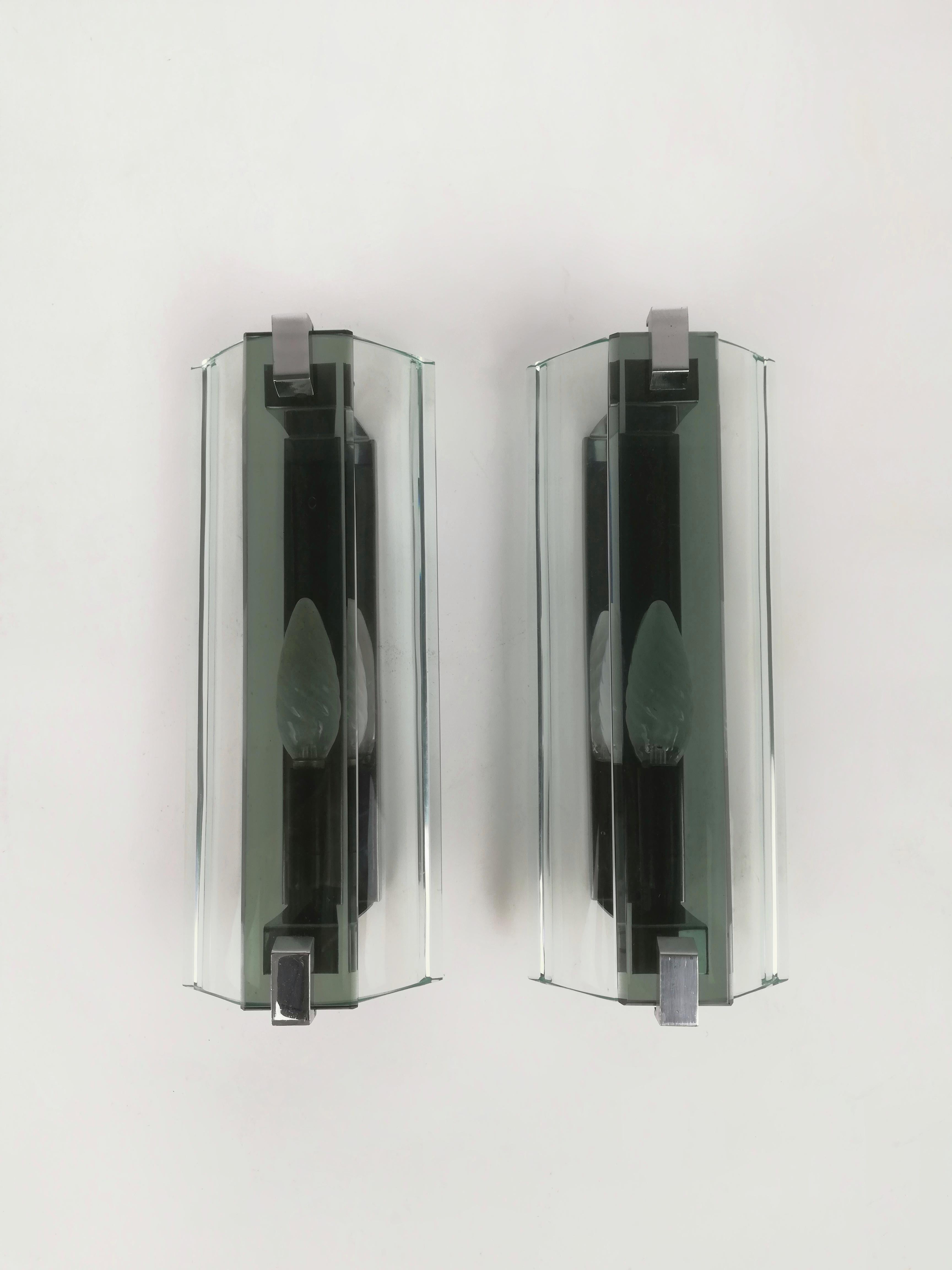 Mid-Century Modern Mid-Century Glass Wall Sconces from Veca, Italy, 1970s, Set of 2