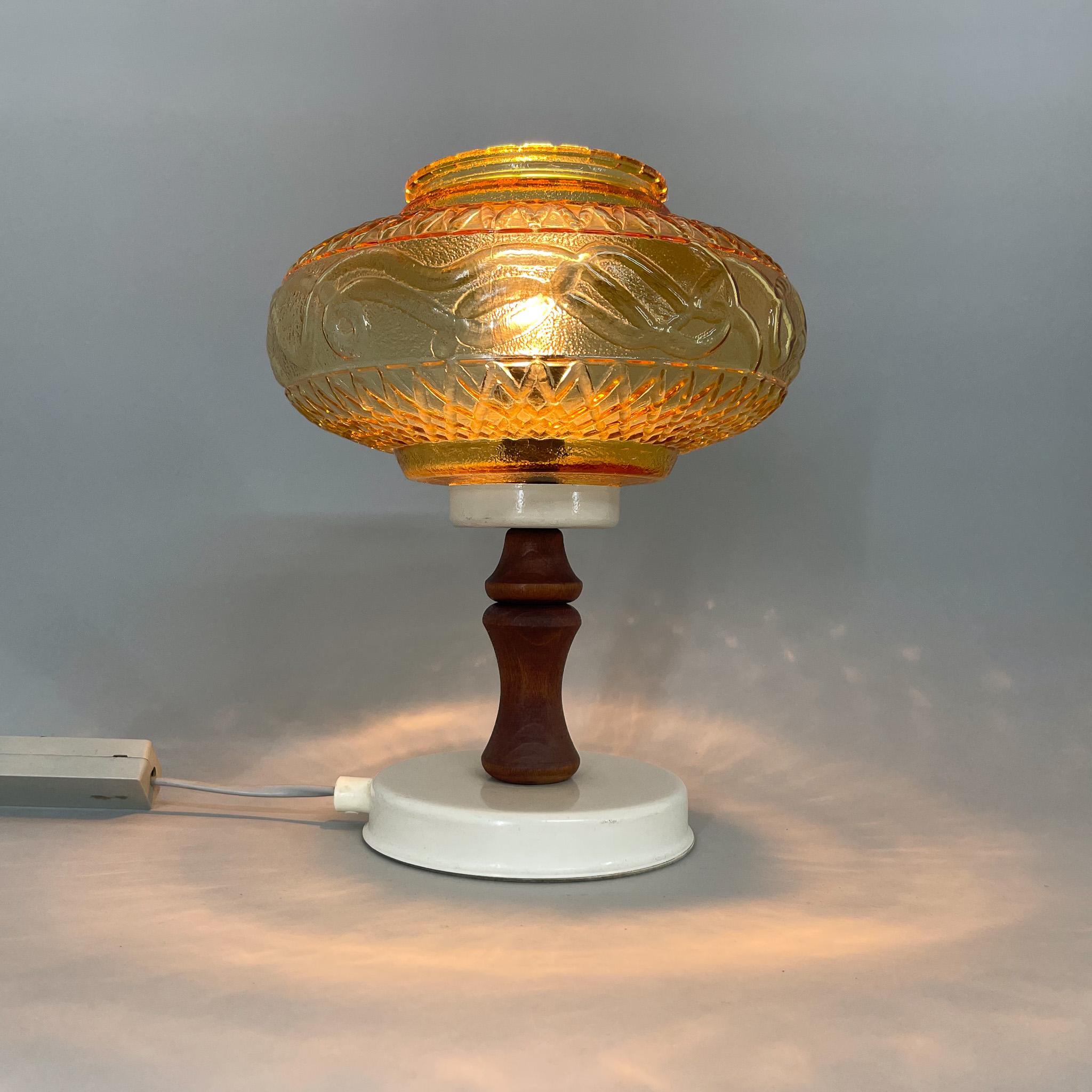 Vintage table lamp made in former Czechoslovakia in the 1970's. Bulb: E12-E14 bulb.