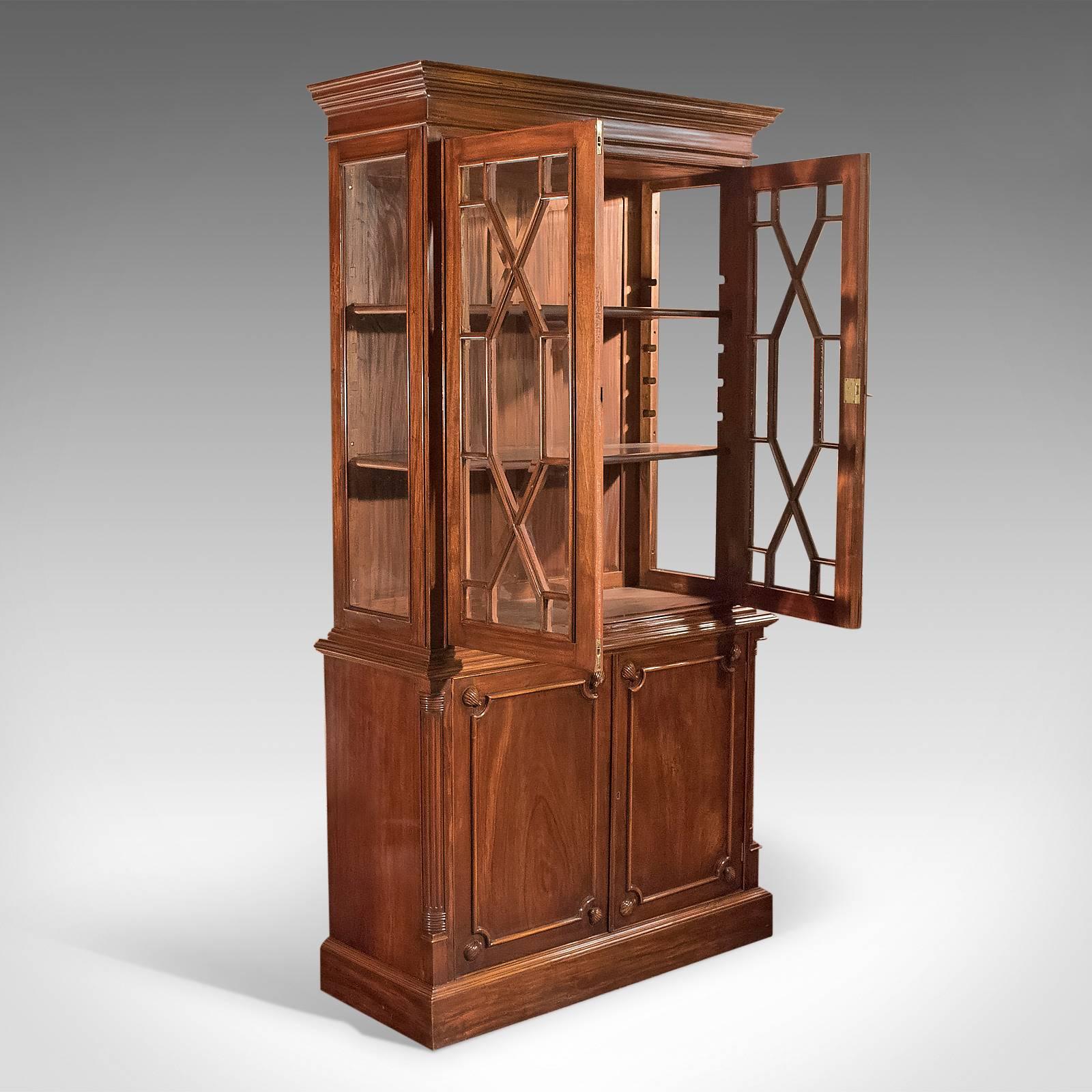 British Mid-Century Glazed Bookcase Cabinet, Georgian Taste