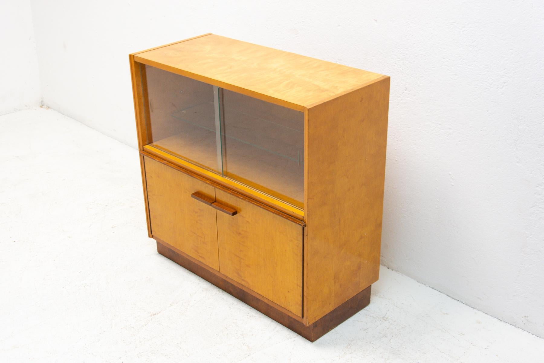 Wood Mid Century Glazed Cabinet, UP Závody, Czechoslovakia, 1960´S For Sale