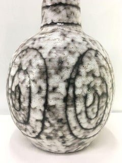 Mid-century glazed ceramic black and ivory floor vase, 1970's