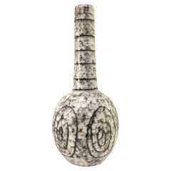 Mid-century glazed ceramic black and ivory floor vase, 1970's