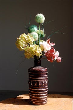 Midcentury Glazed Ceramic Bottle Vase by Accolay, France, 1960s