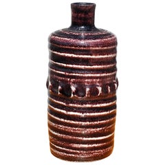 Midcentury Glazed Ceramic Bottle Vase by Accolay, France, 1960s