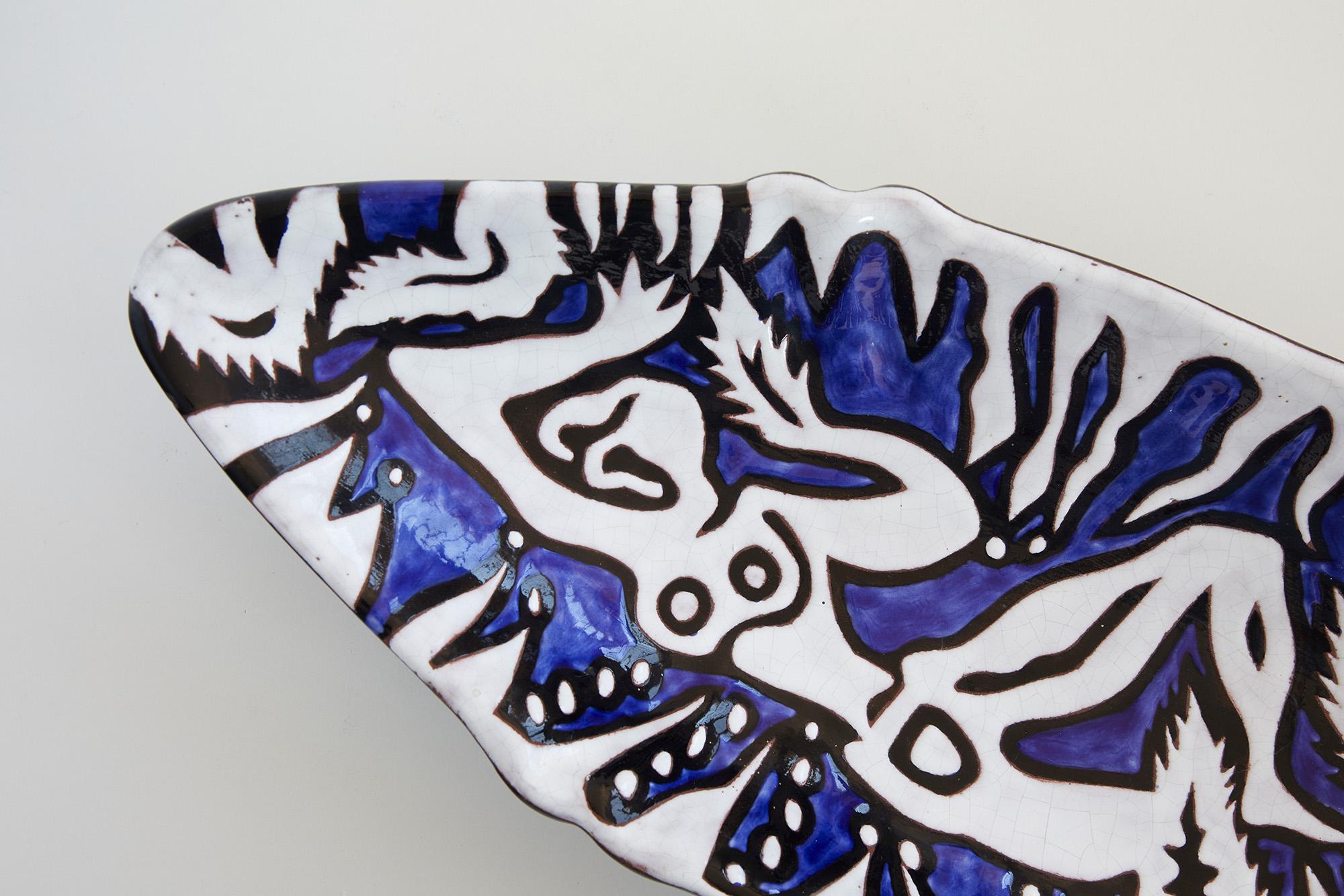 Hand-Painted Mid-century modern ceramic by Jean Lurçat 32/50 , Ed. Sant-Vicens, France c.1950 For Sale