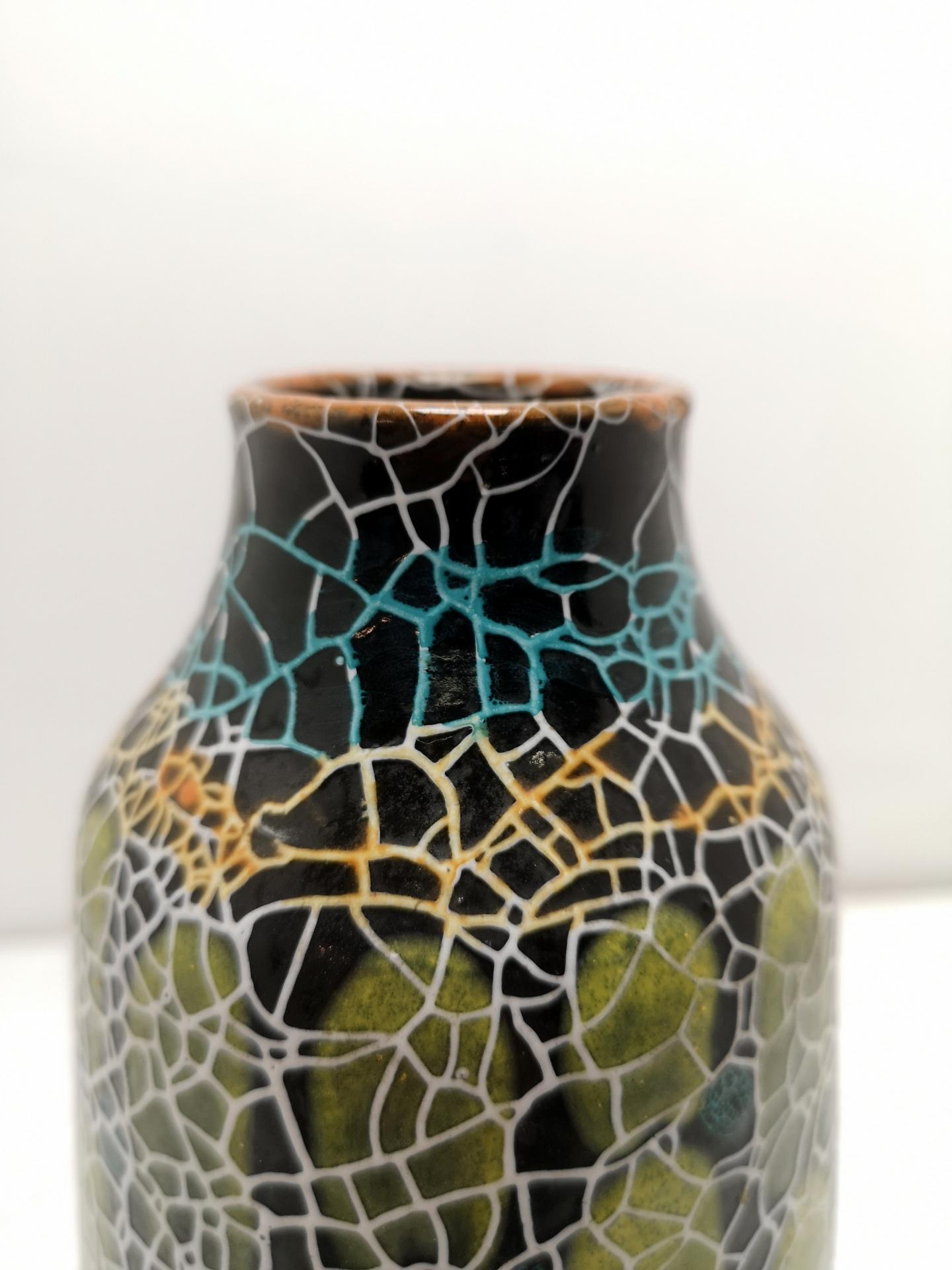 Mid-Century Modern Mid-Century Glazed Ceramic Flower Vase, Signed, 1970s