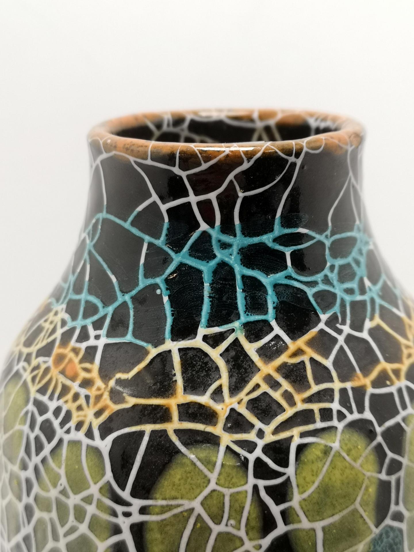 Mid-Century Glazed Ceramic Flower Vase, Signed, 1970s In Good Condition In Budapest, HU