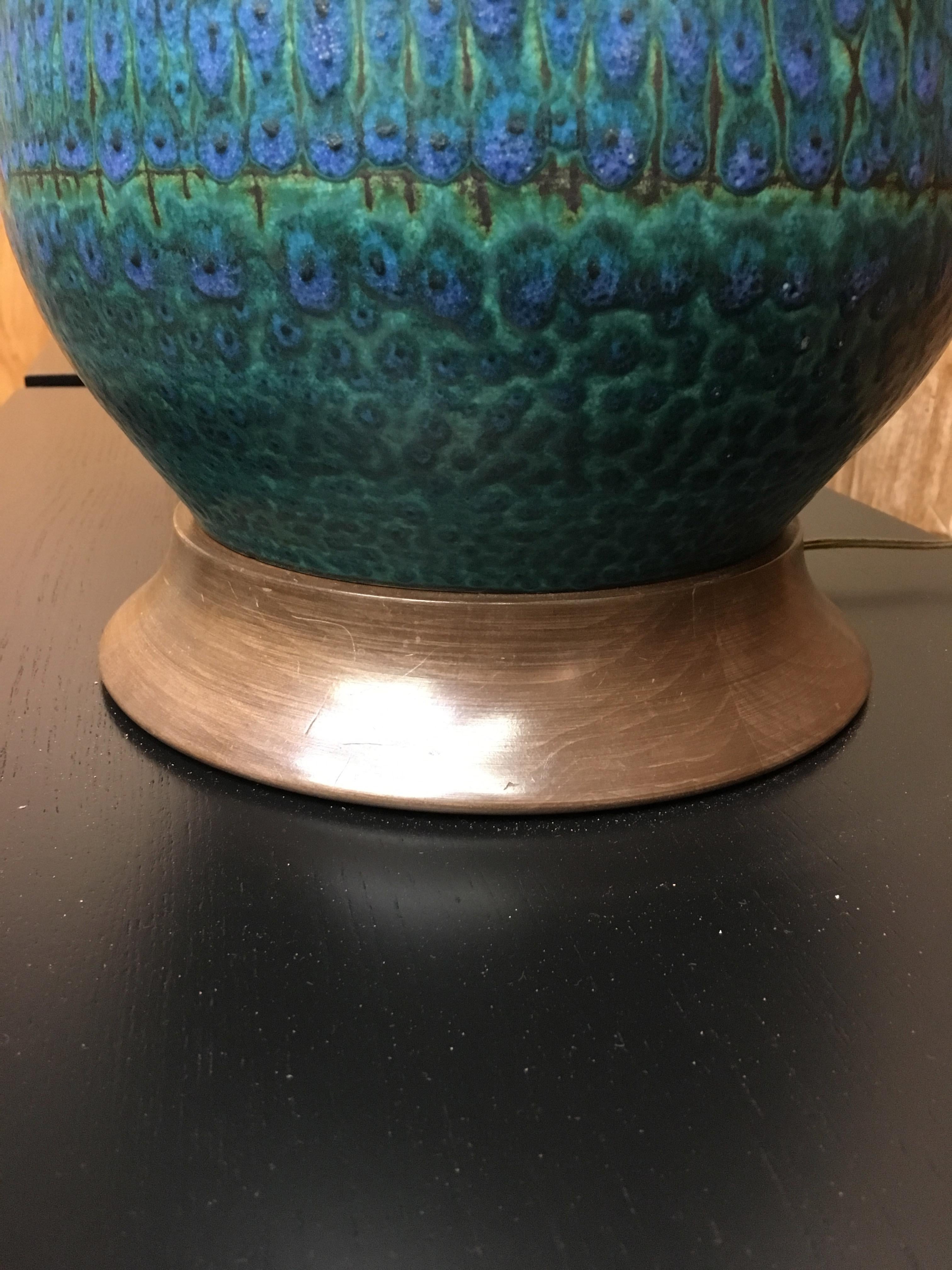 Midcentury Glazed Ceramic Lamp In Good Condition In Denton, TX