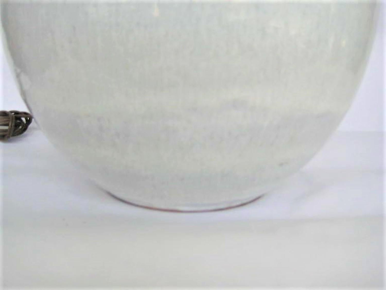 20th Century Mid Century Glazed Ceramic Pottery Orb Globe Table Lamp For Sale