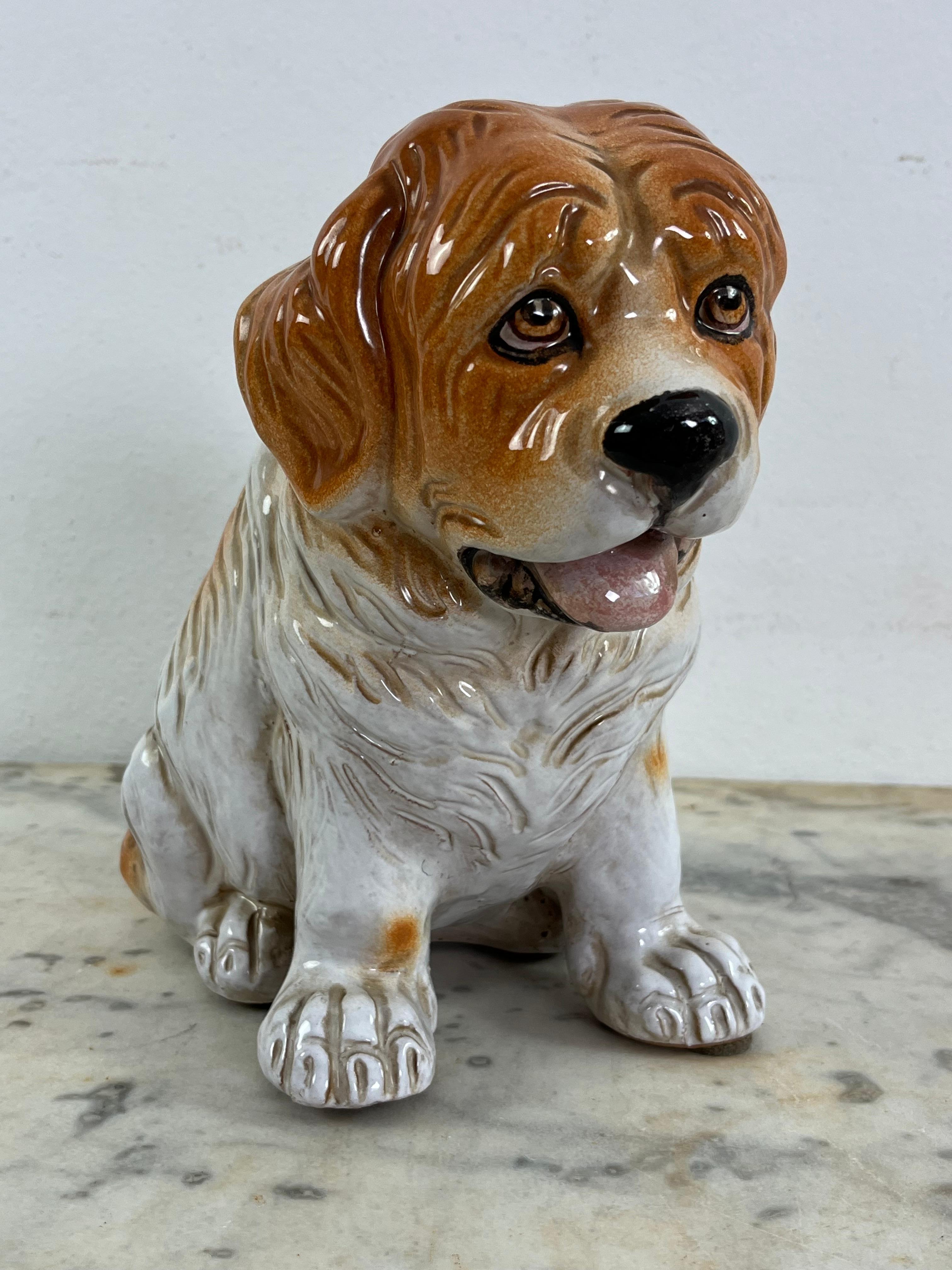 Mid-Century Glazed Ceramic Puppy Dog, Made in Italy 1960s For Sale 5