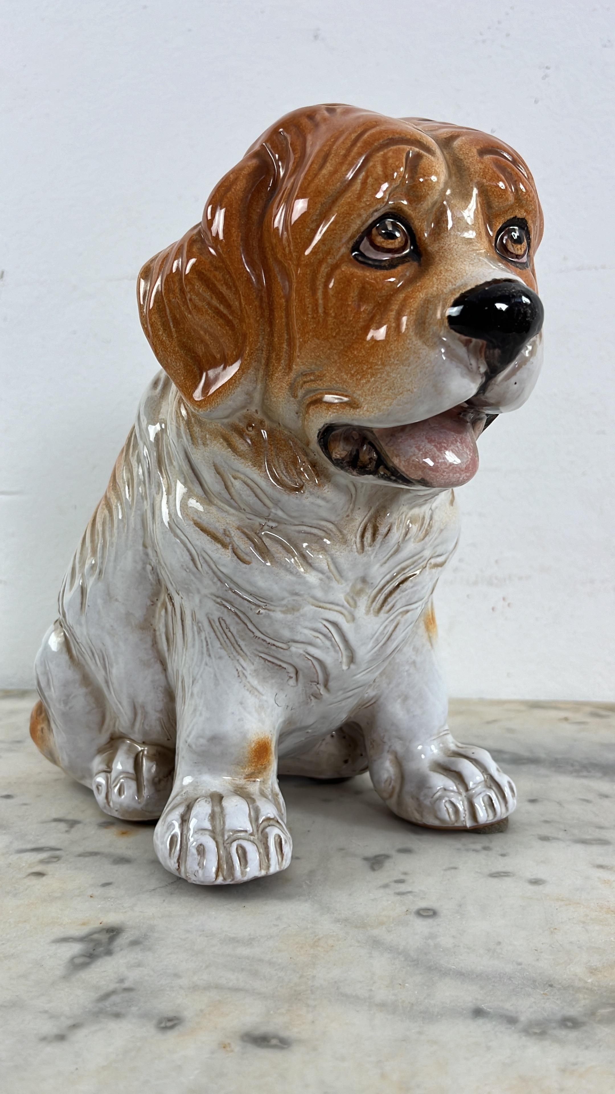Italian Mid-Century Glazed Ceramic Puppy Dog, Made in Italy 1960s For Sale