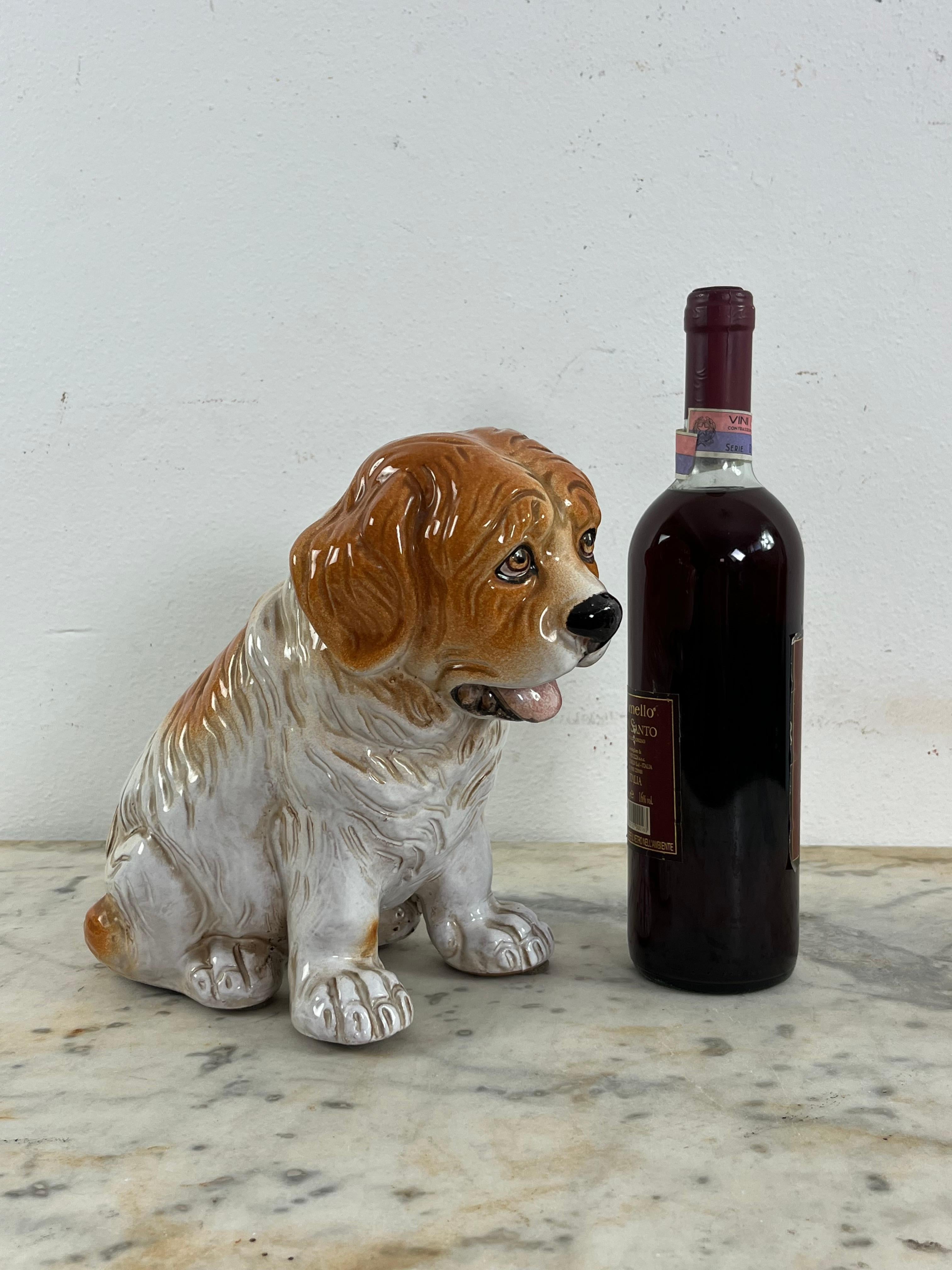 Mid-Century Glazed Ceramic Puppy Dog, Made in Italy 1960s In Good Condition For Sale In Palermo, IT