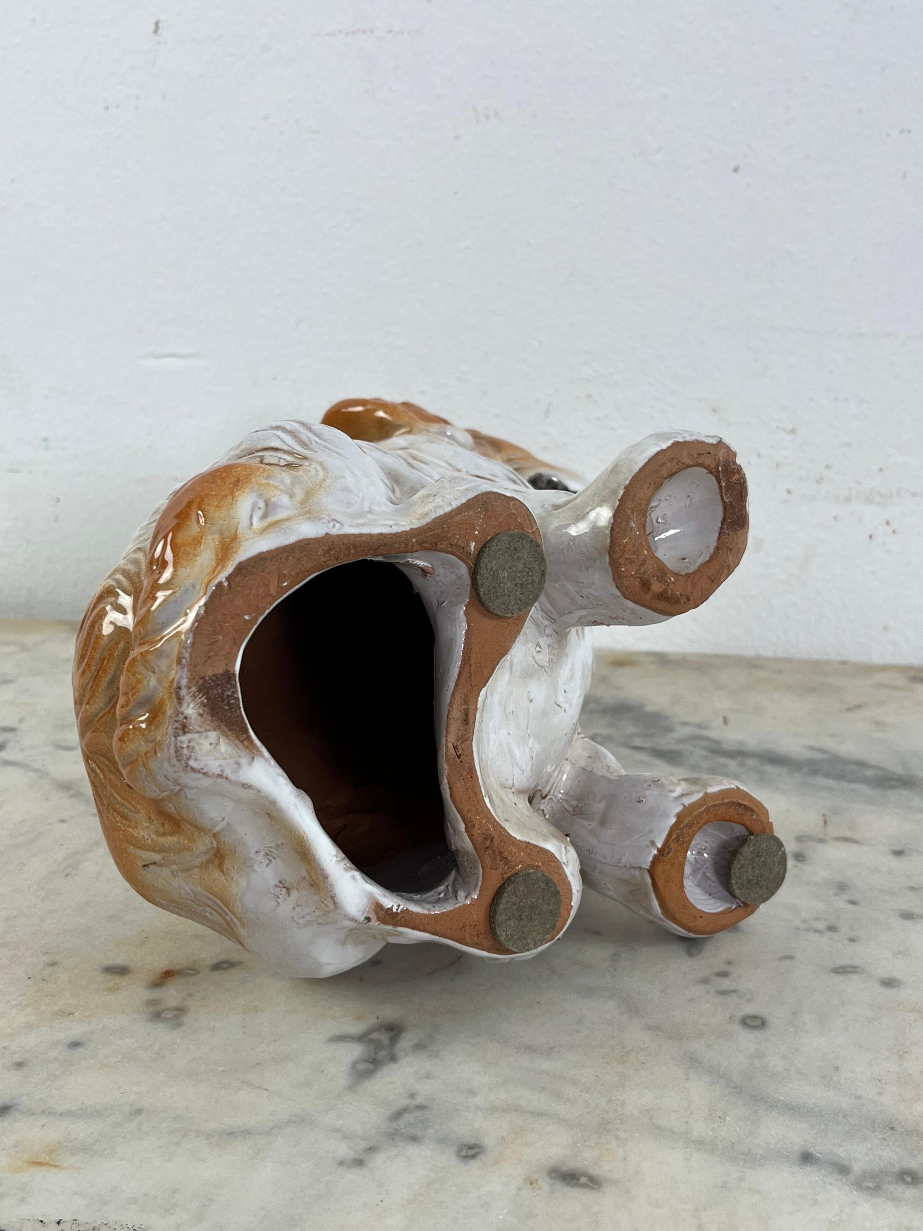 Mid-20th Century Mid-Century Glazed Ceramic Puppy Dog, Made in Italy 1960s For Sale