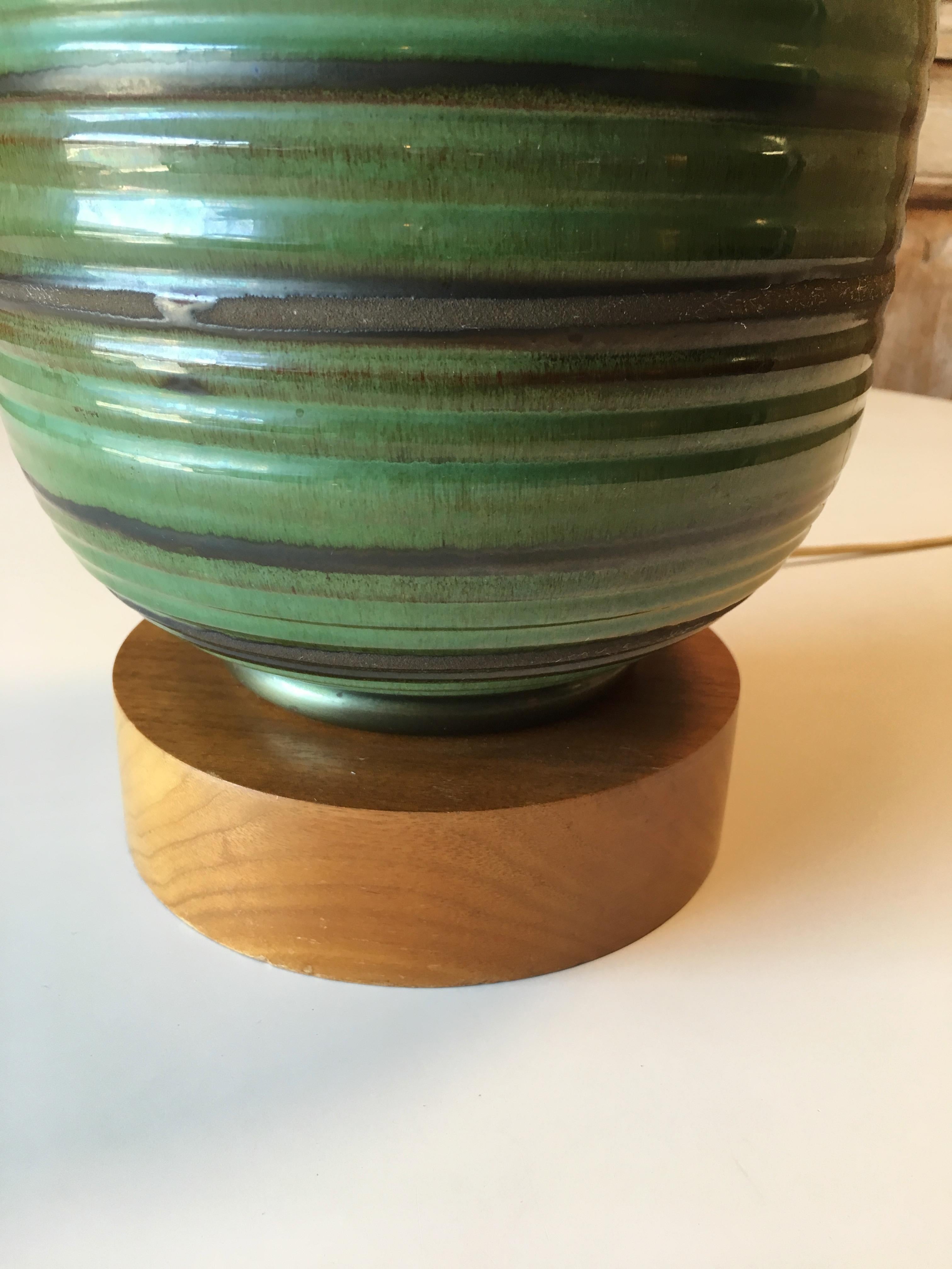 North American Midcentury Glazed Ceramic Table Lamp