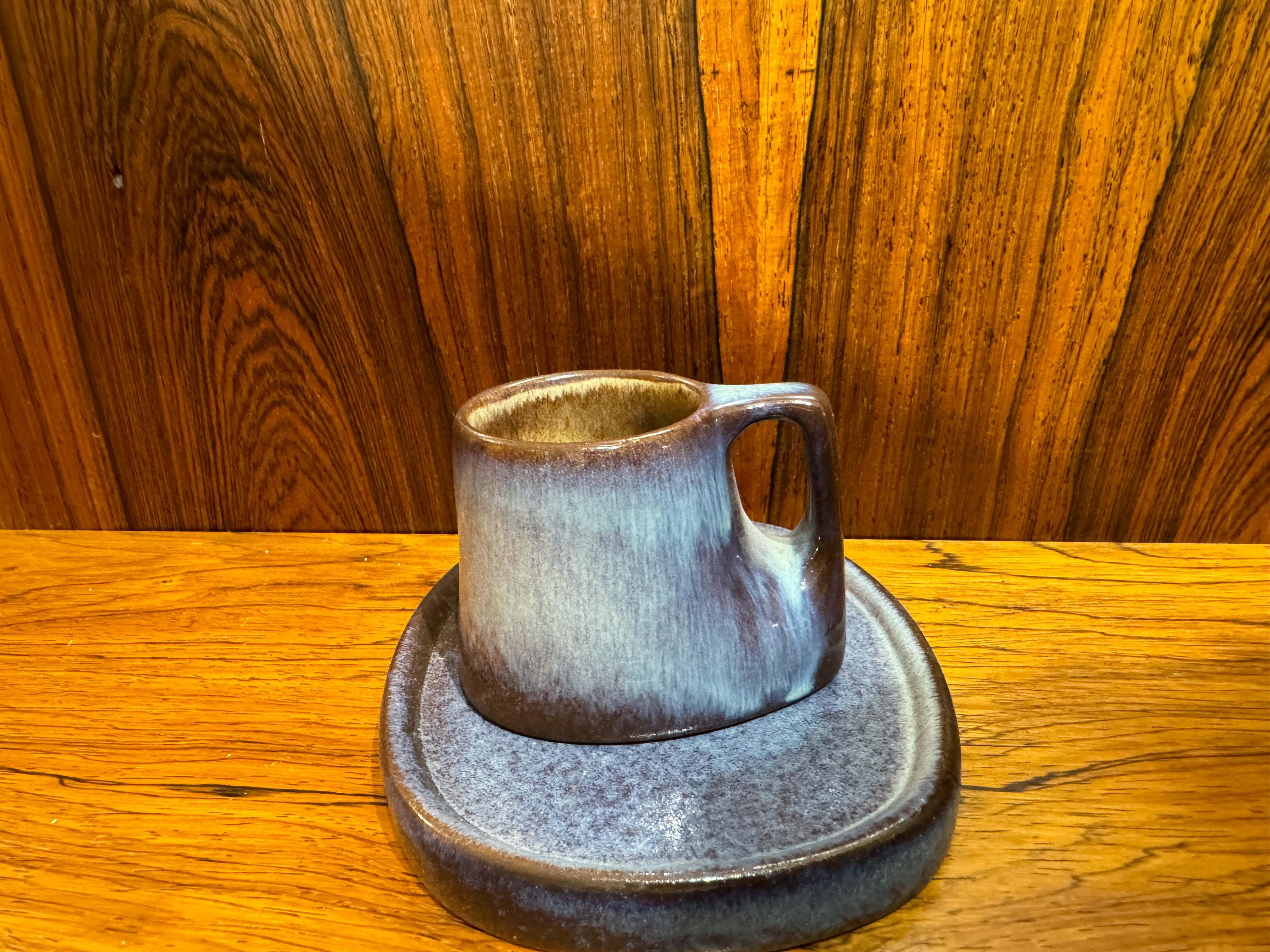 Glazed Mid century glazed ceramic tea set signed Stocker For Sale