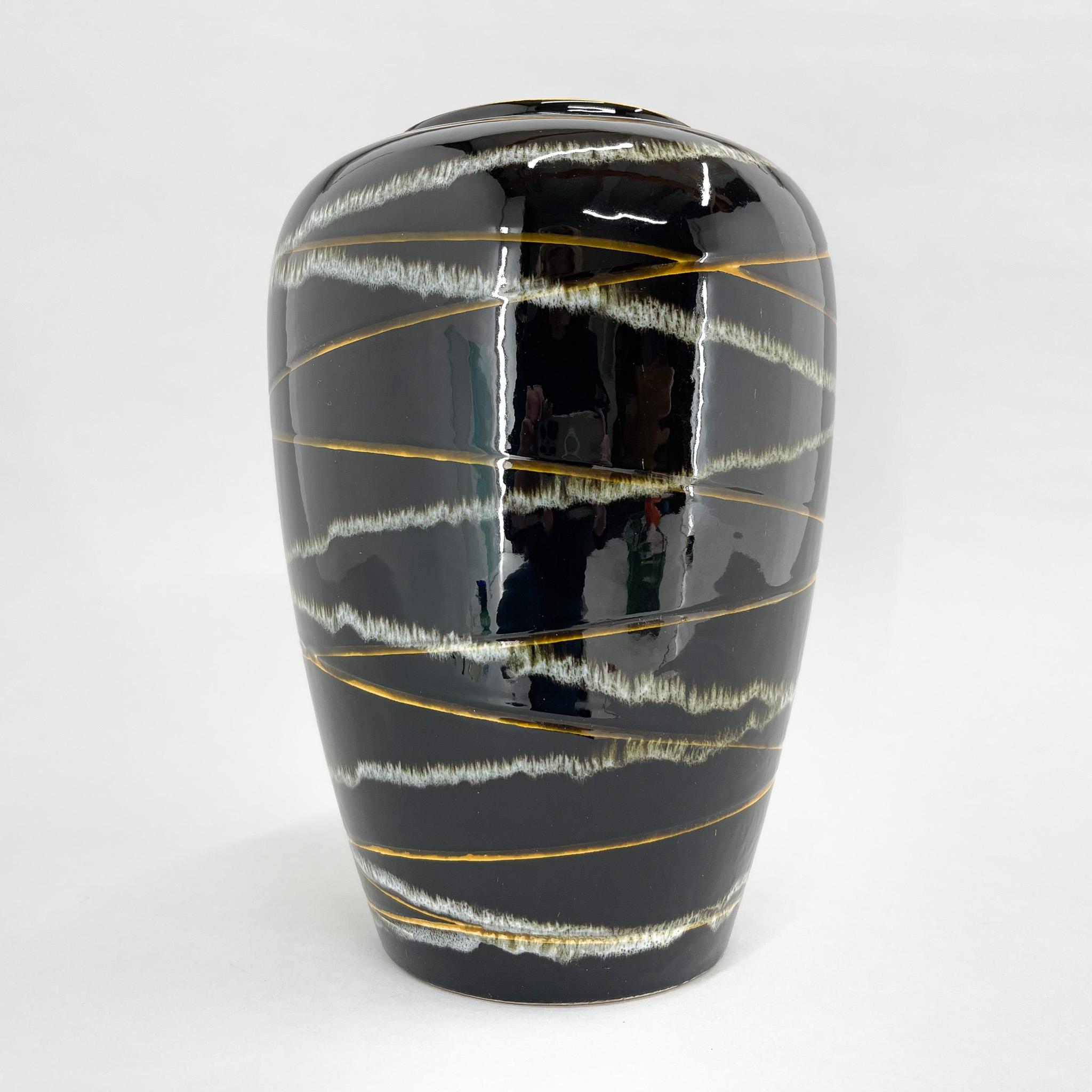 German Mid-Century Glazed Ceramic Vase by Scheurich & Greulich Keramik, Labeled, 1960's For Sale