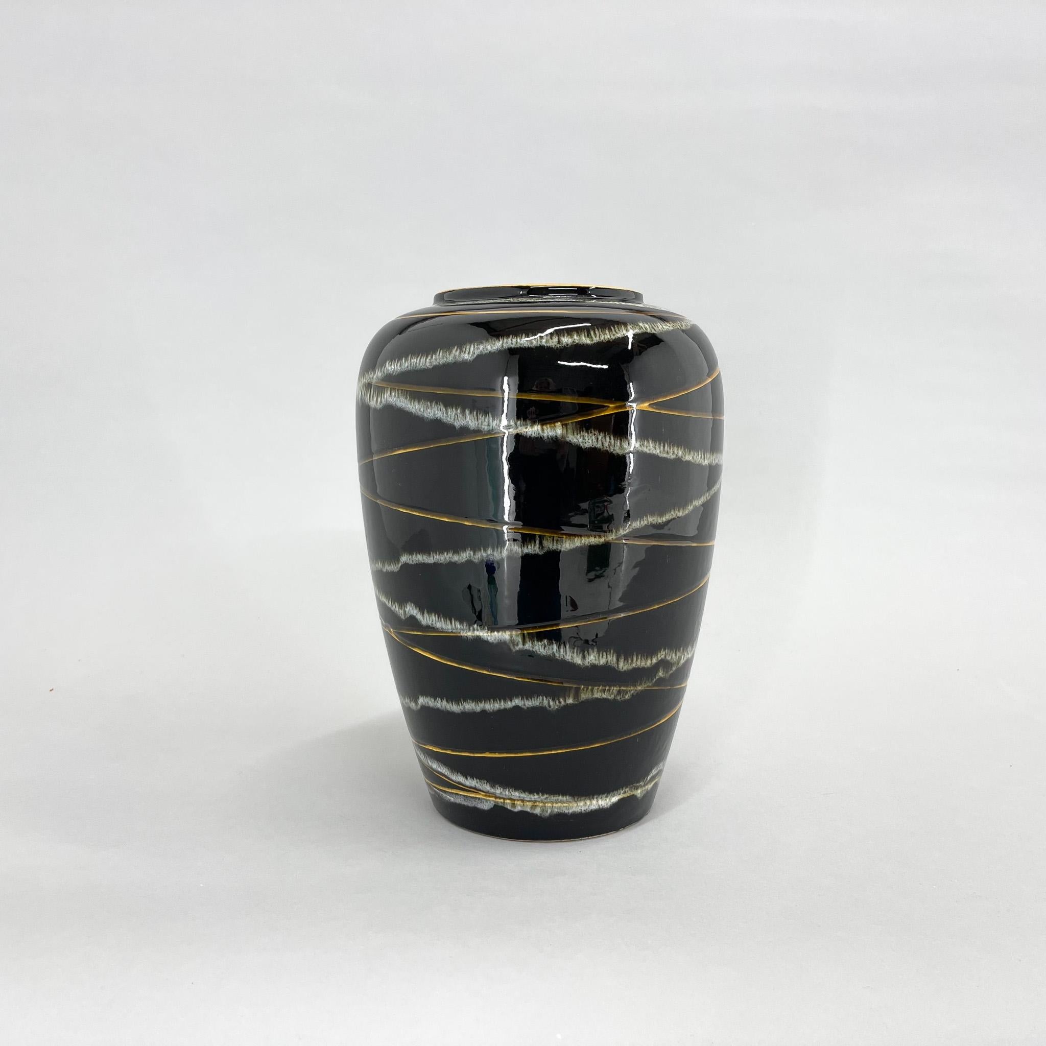 Mid-Century Glazed Ceramic Vase by Scheurich & Greulich Keramik, Labeled, 1960's For Sale 1