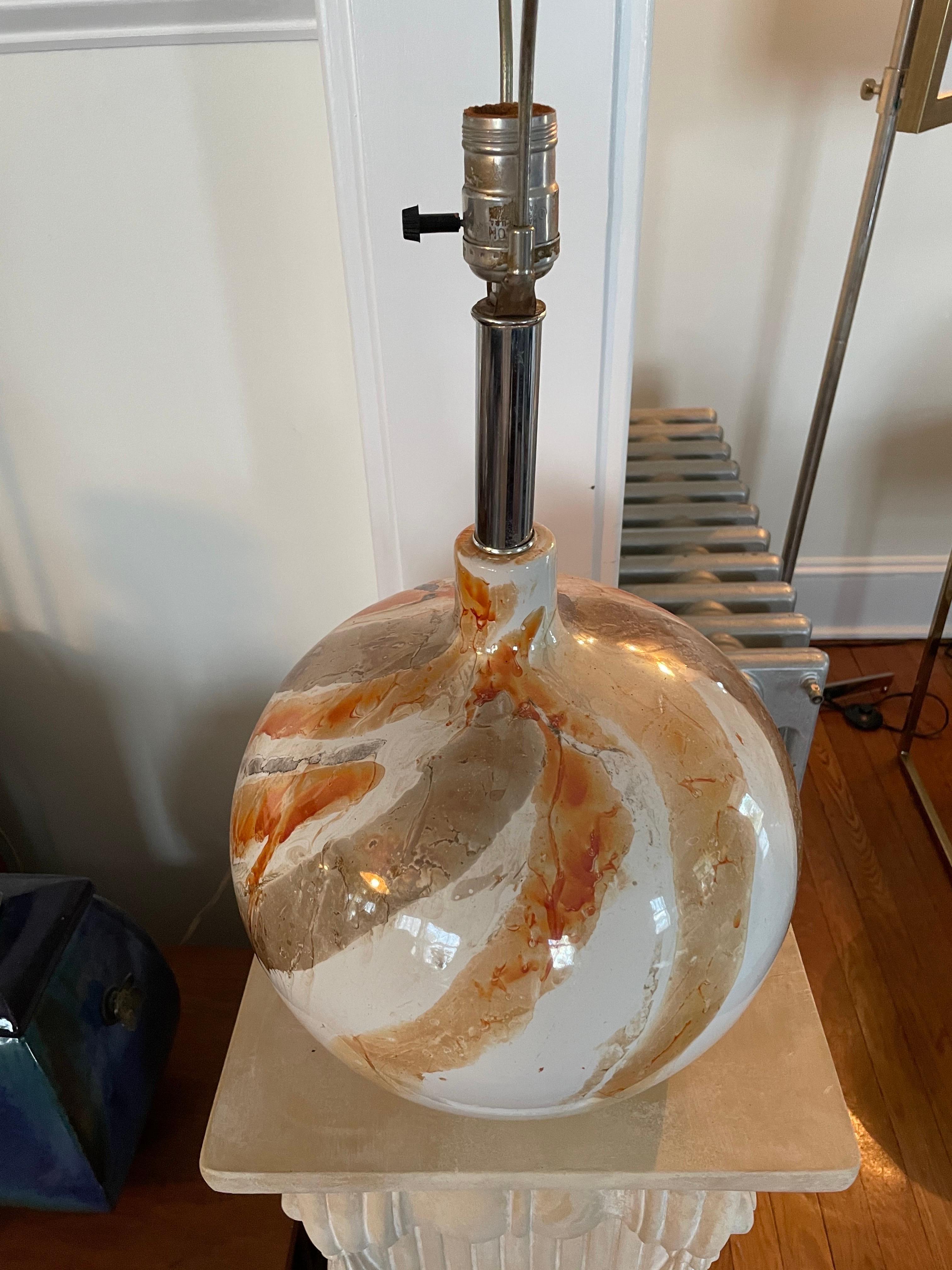 Mid-Century Modern Mid Century Glazed Faux Marble Lamp For Sale