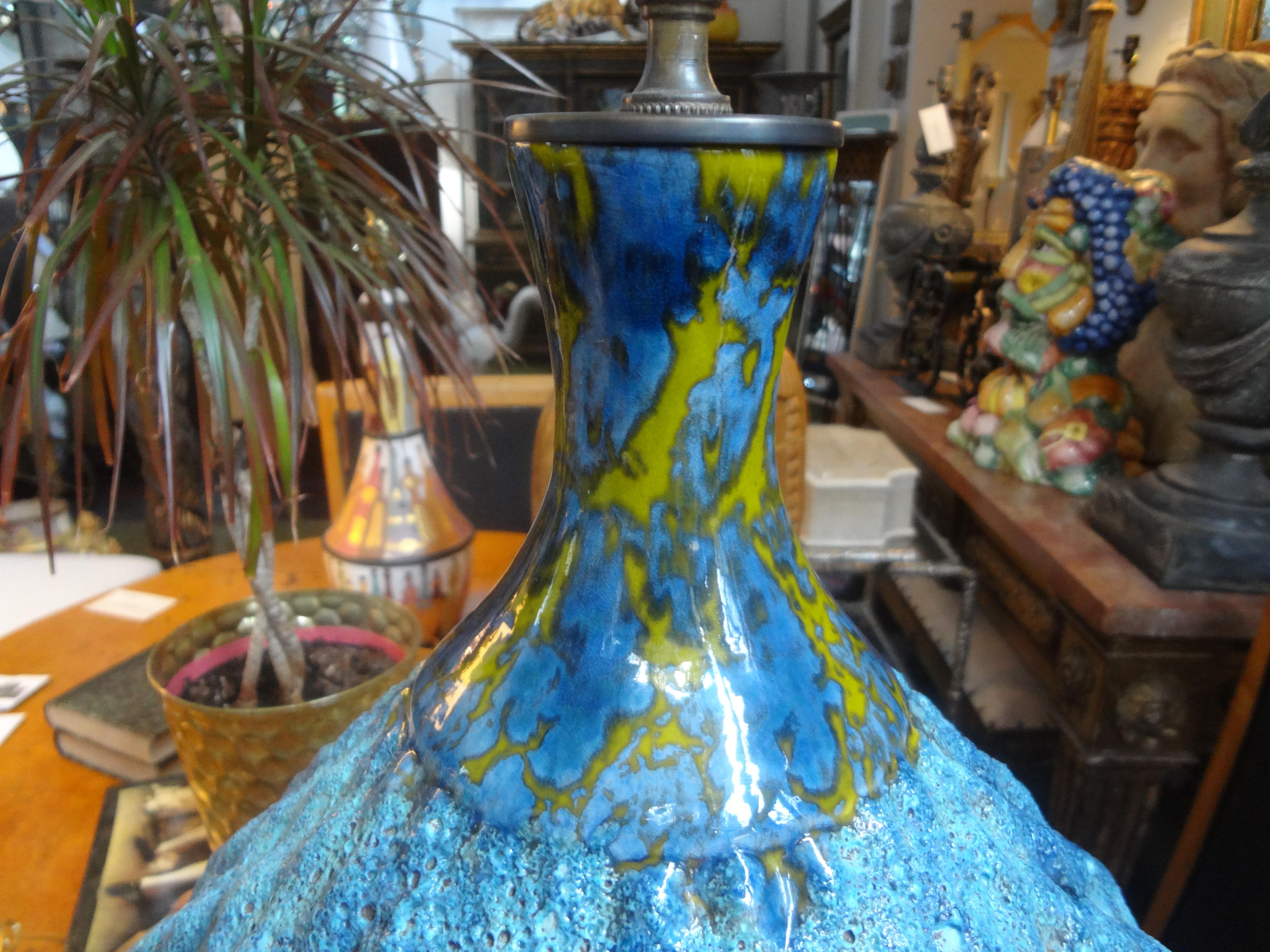 Mid-20th Century Midcentury, Glazed Pottery Artichoke Lamp For Sale