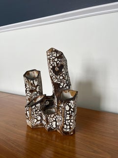 Mid Century Glazed Pottery Sculpture Vase