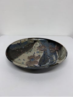 Mid-Century Glazed Studio Pottery Ceramic Charger or Plate, Signed