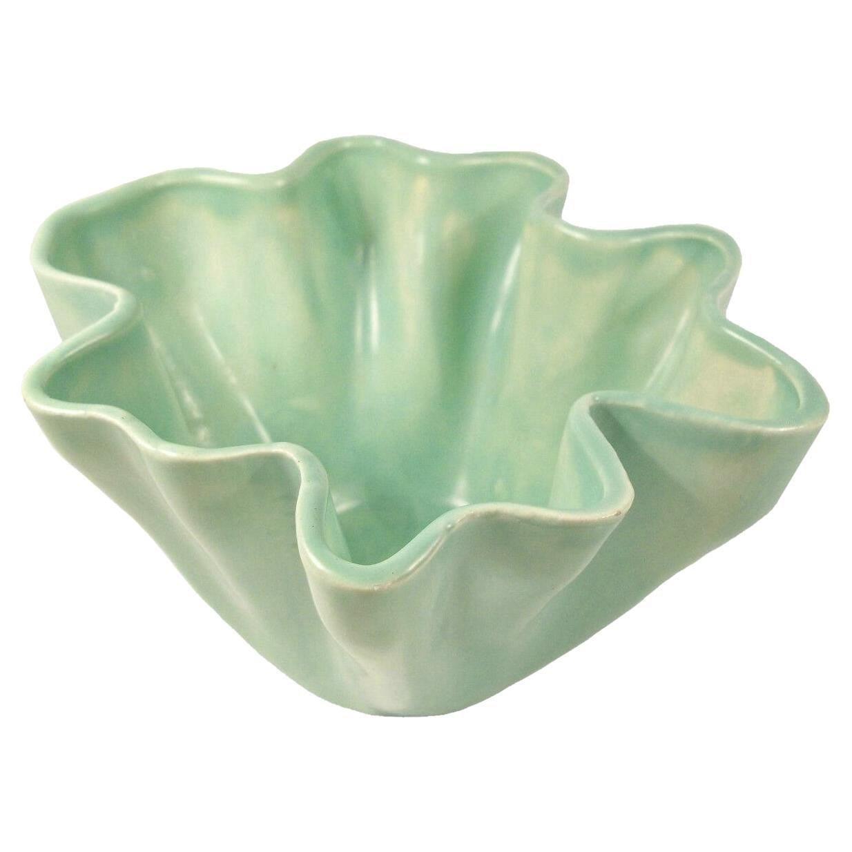 Mid Century Glazed Studio Pottery 'Handkerchief' Bowl - Unsigned - Circa 1970's For Sale