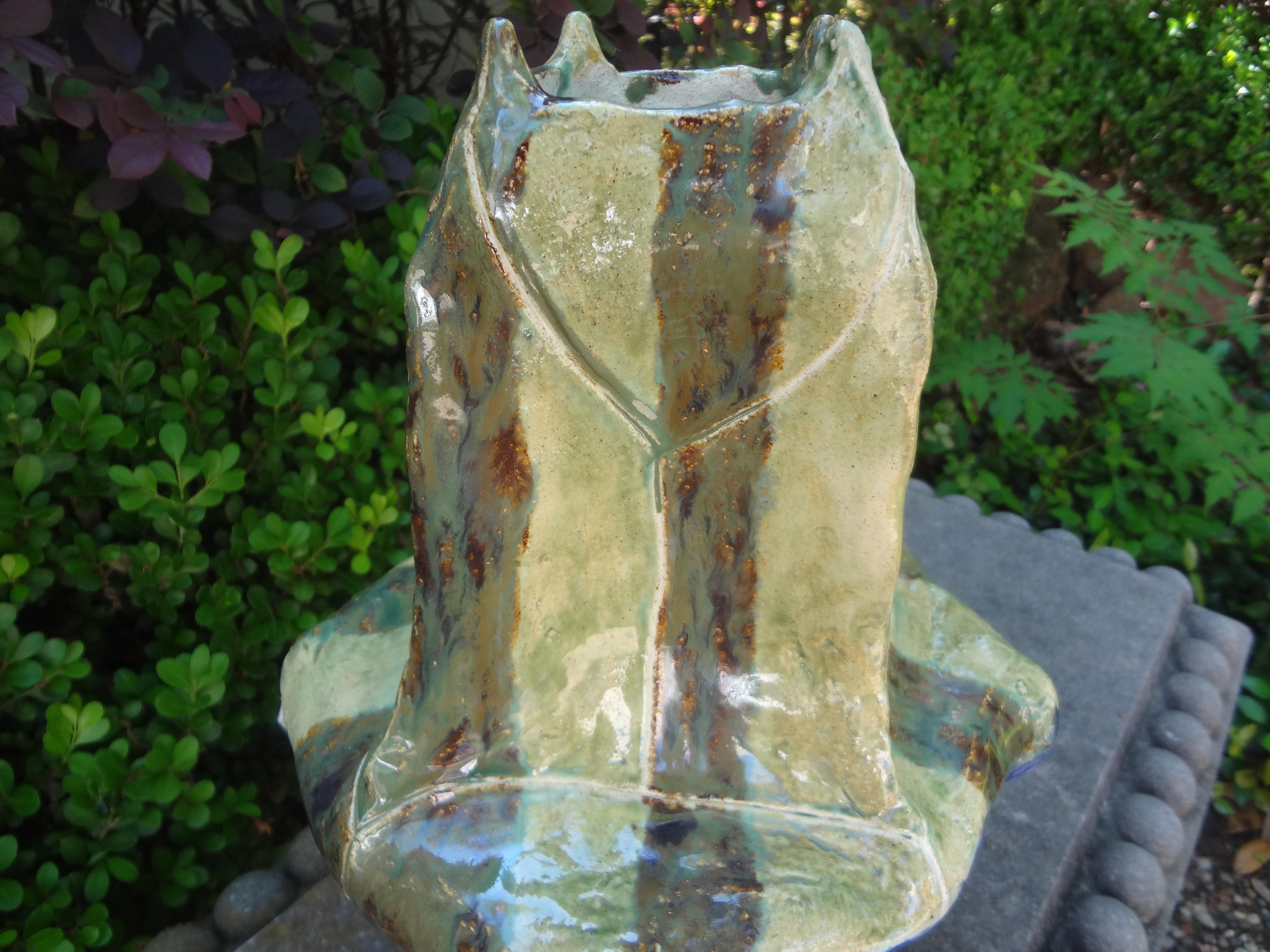Vase aus der Mitte des Jahrhunderts, glasiert, Studio Pottery im Zustand „Gut“ im Angebot in Houston, TX