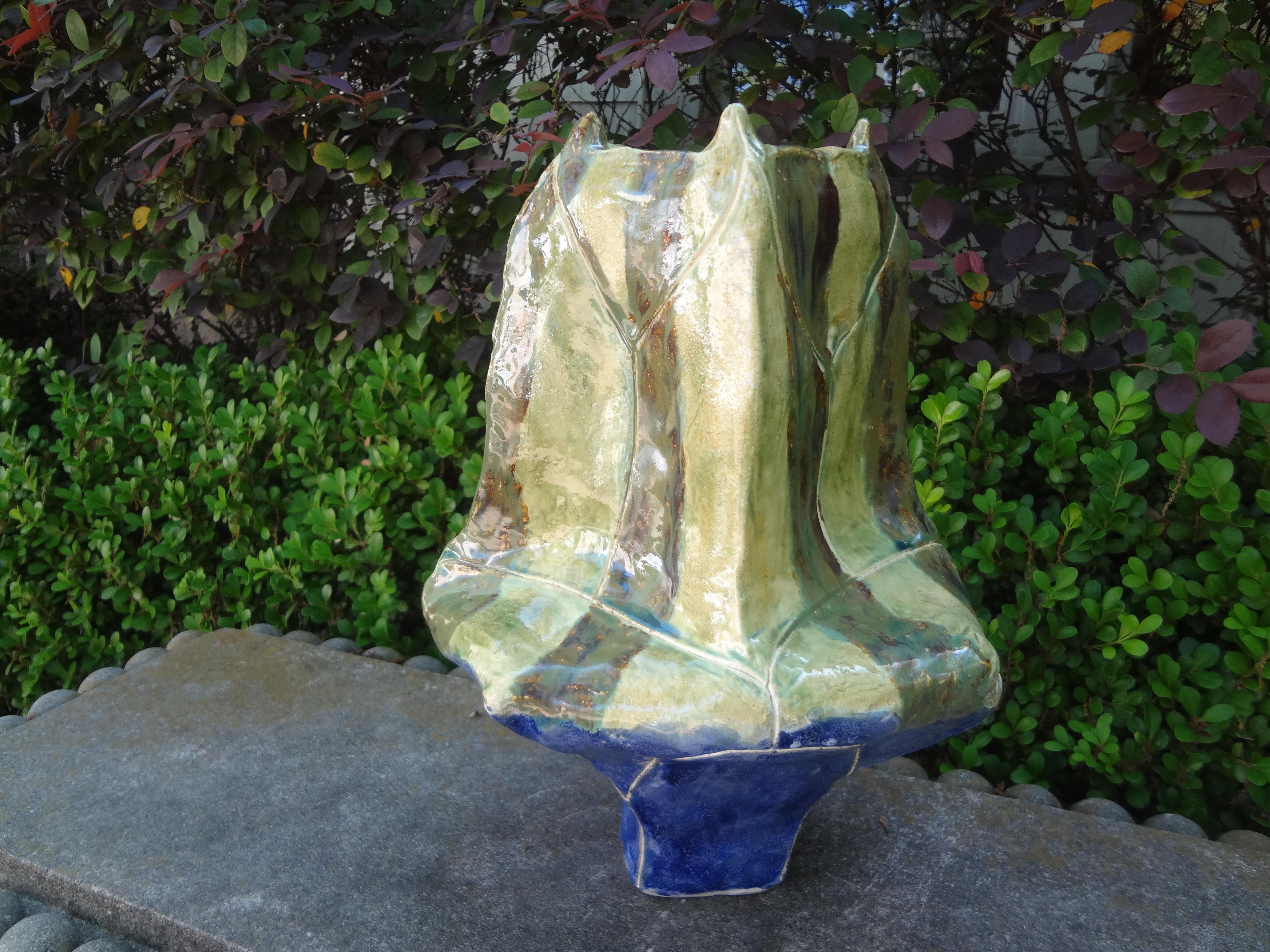 Vase aus der Mitte des Jahrhunderts, glasiert, Studio Pottery (Töpferwaren) im Angebot