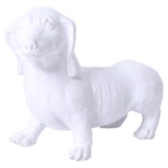 Dachshund ou chien en terre cuite émaillée du milieu du siècle dernier