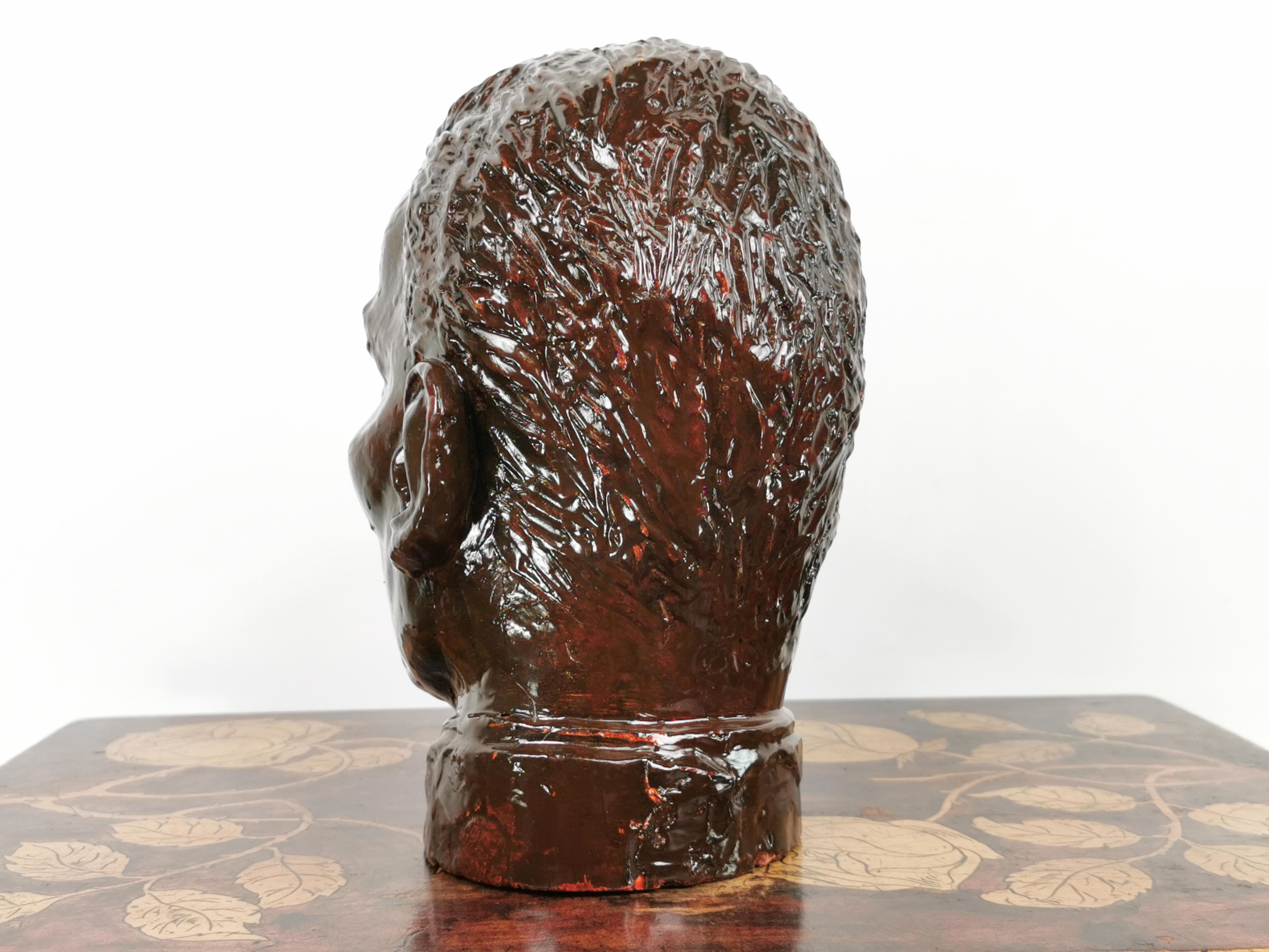 Mid-Century Glazed Vintage Bust of a Gentleman In Good Condition For Sale In STOKE ON TRENT, GB