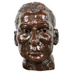 Mid-Century Glazed Vintage Bust of a Gentleman