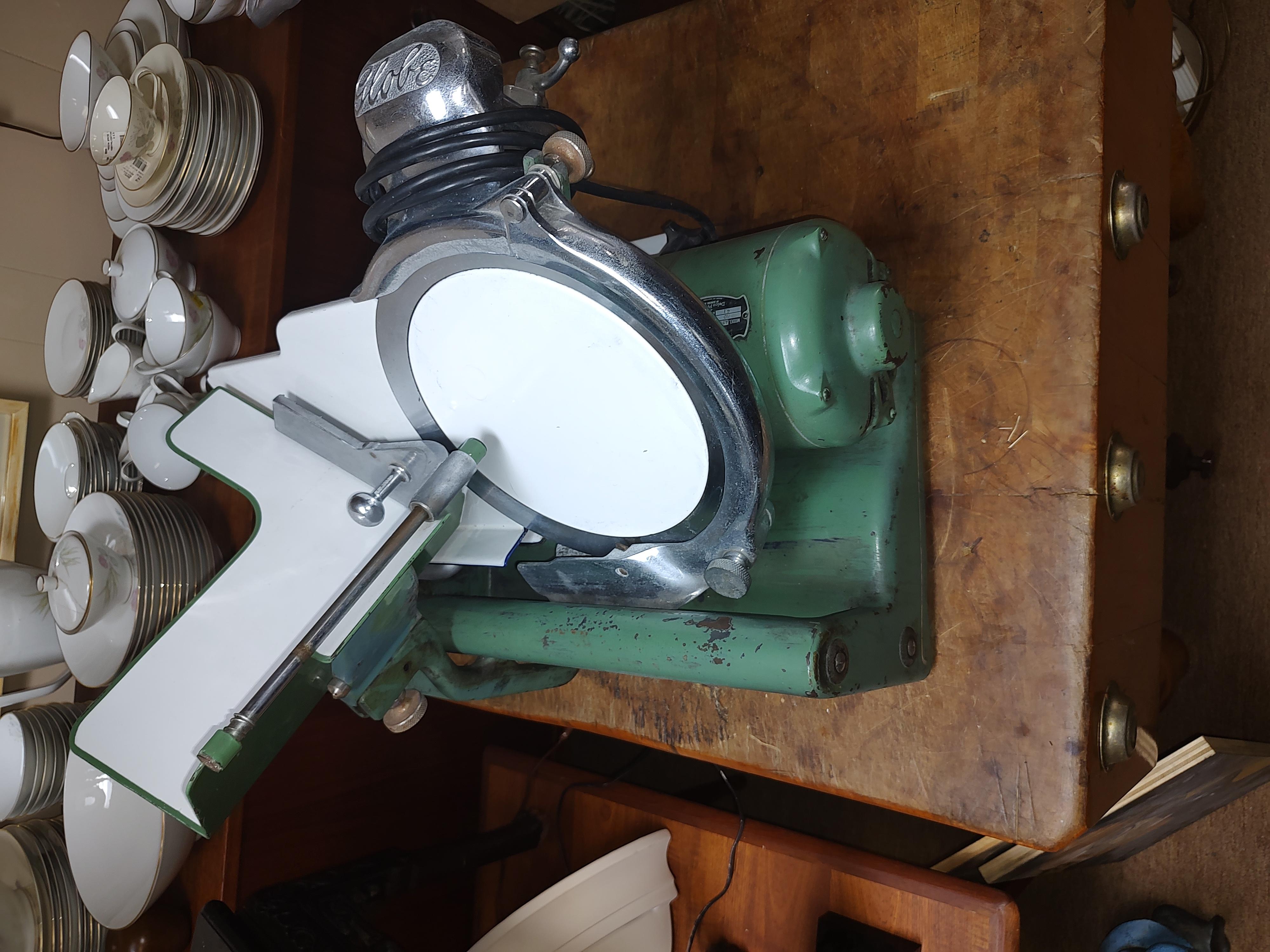 Vintage MidCentury Globe Meat Slicer C1940 Enameled Iron For Sale at