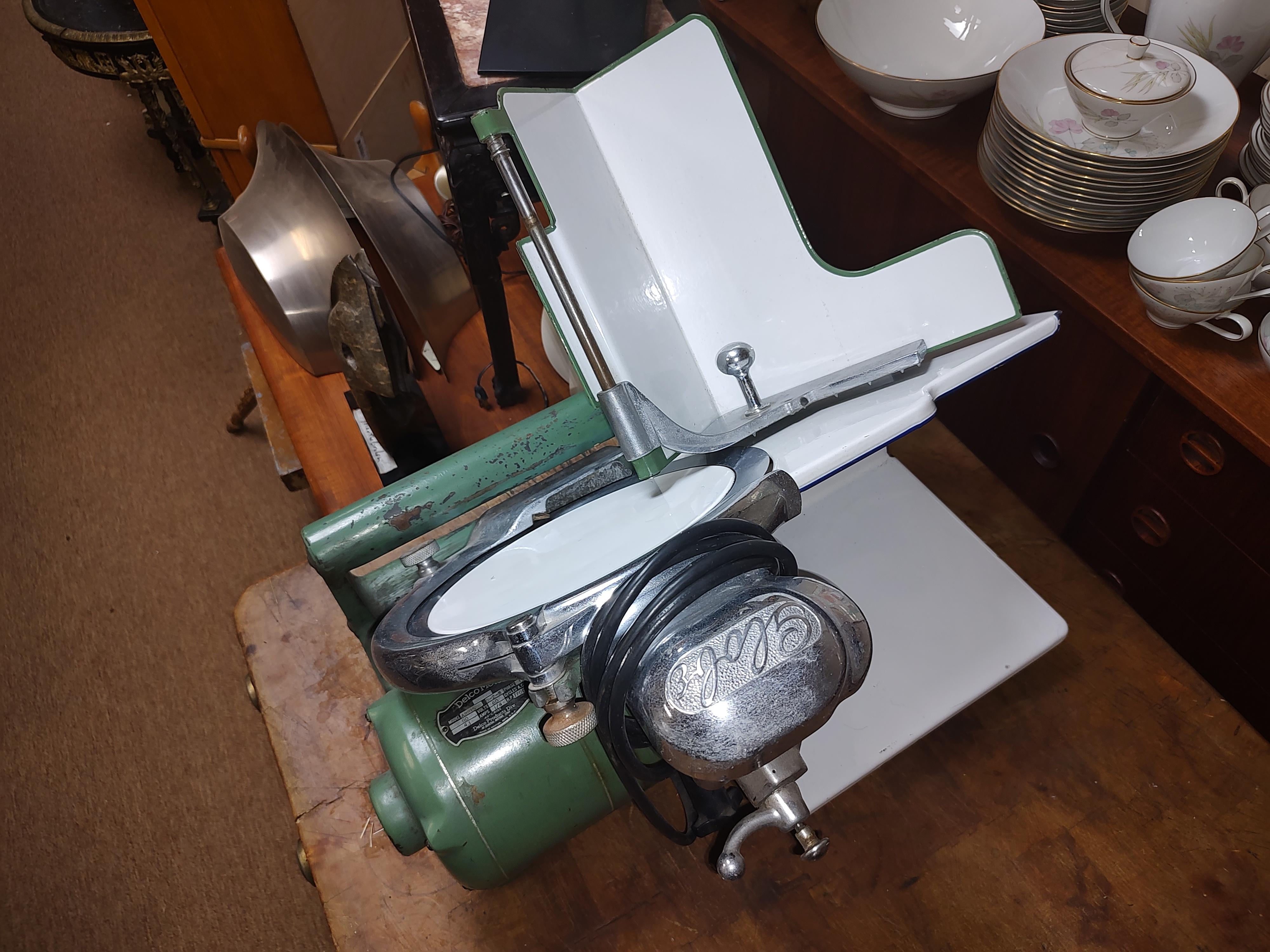 Vintage MidCentury Globe Meat Slicer C1940 Enameled Iron For Sale at