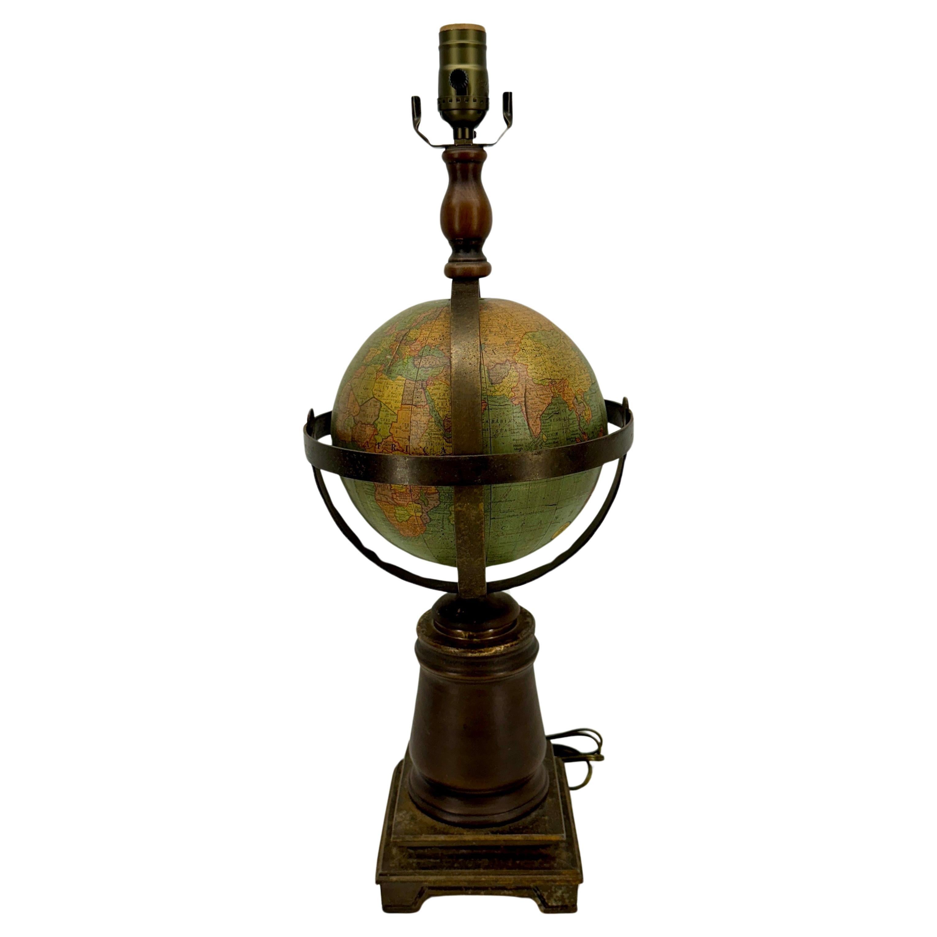 Mid Century Globe Old World Table Lamp For Sale