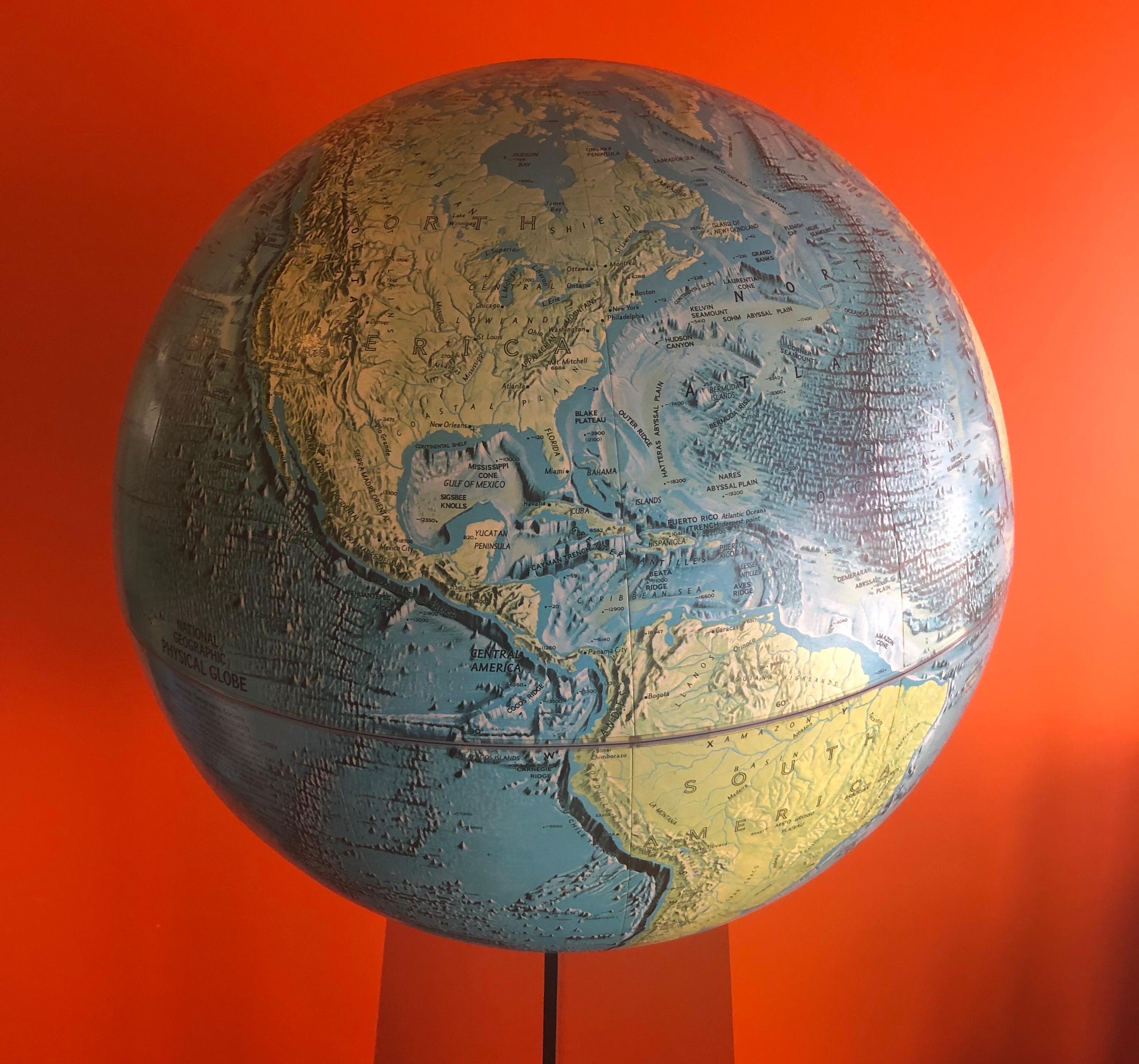 Midcentury Globe on Smoked Lucite Stand For Sale 1