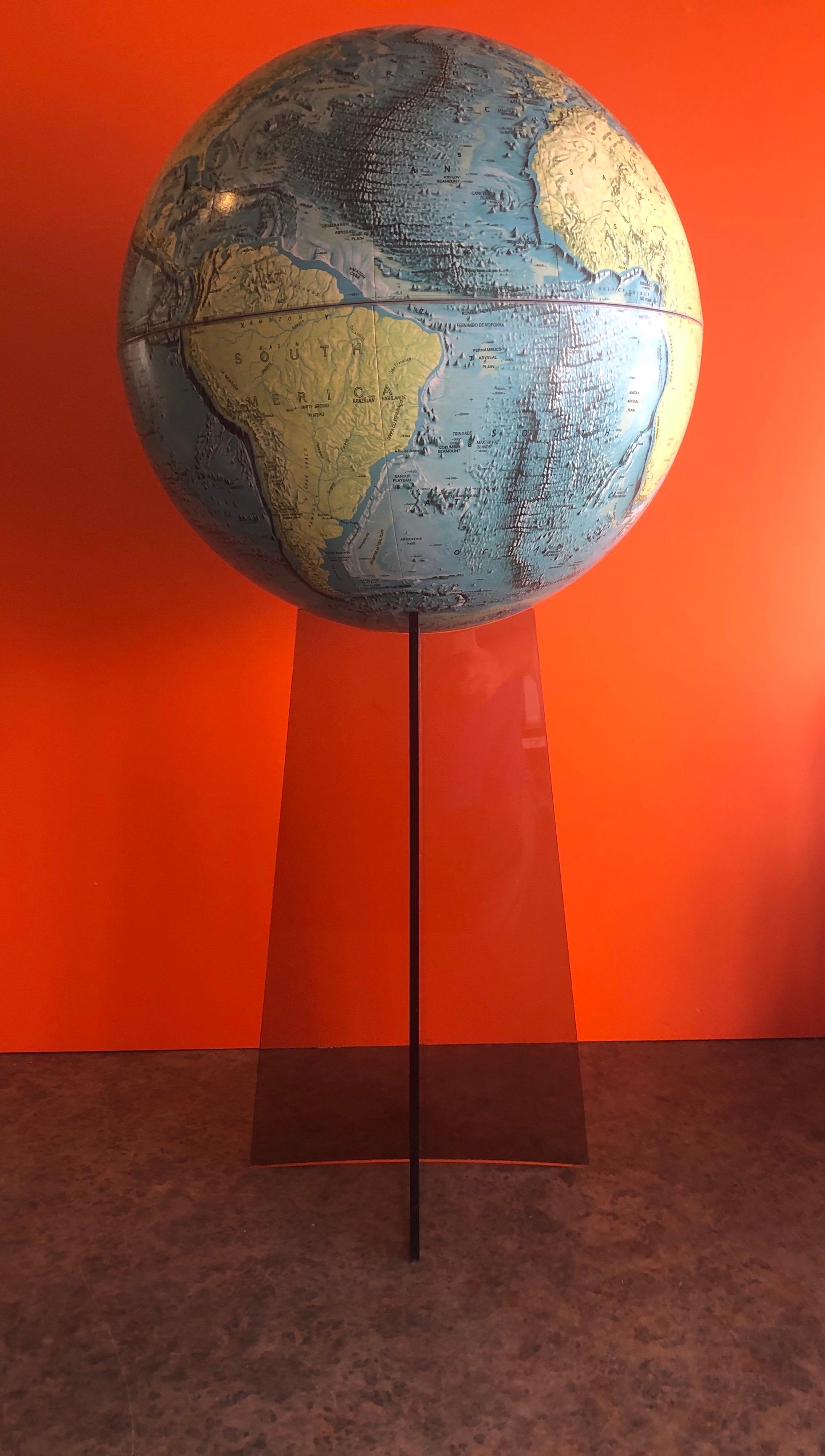 Mid-Century Modern Midcentury Globe on Smoked Lucite Stand For Sale