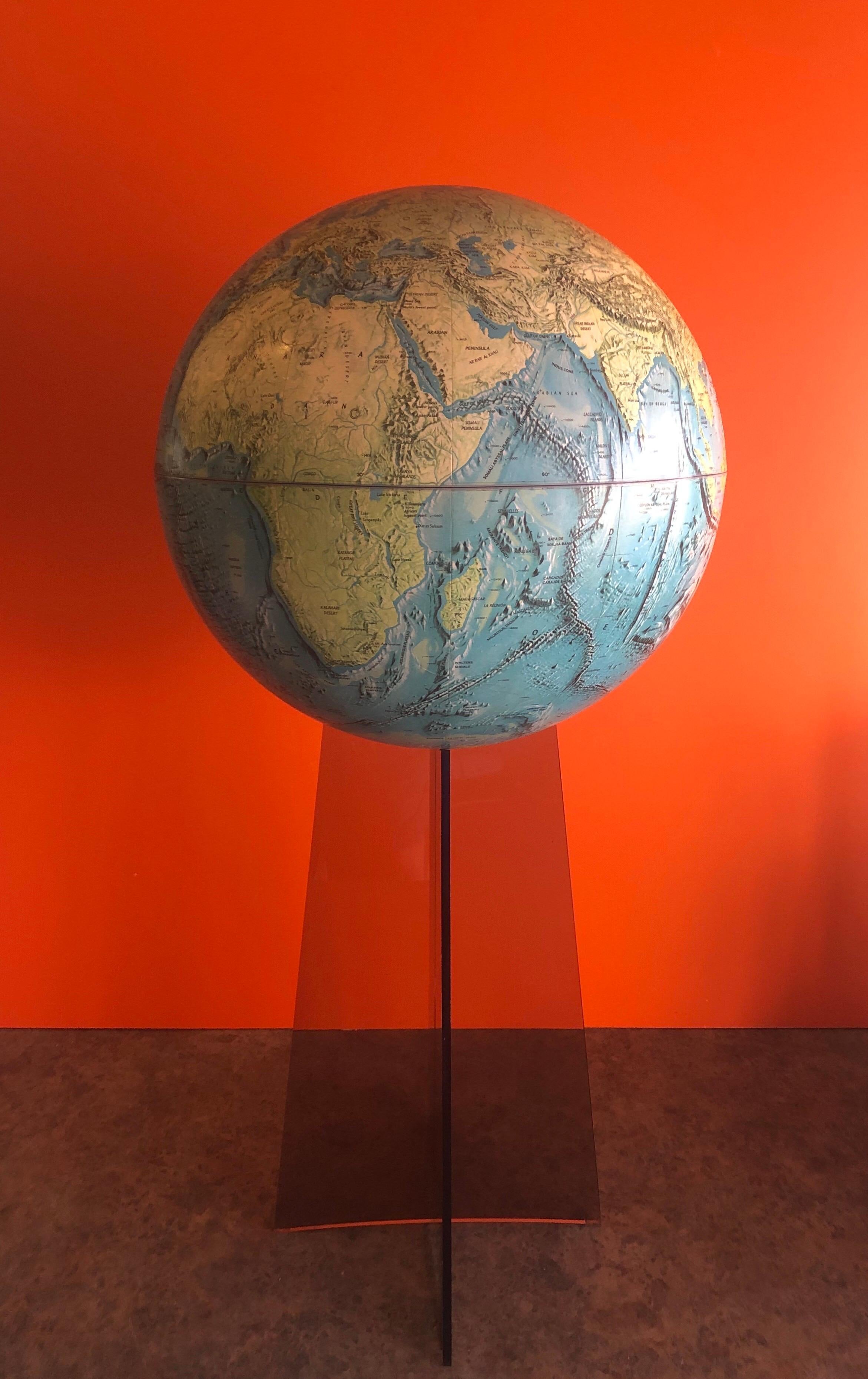 American Midcentury Globe on Smoked Lucite Stand For Sale