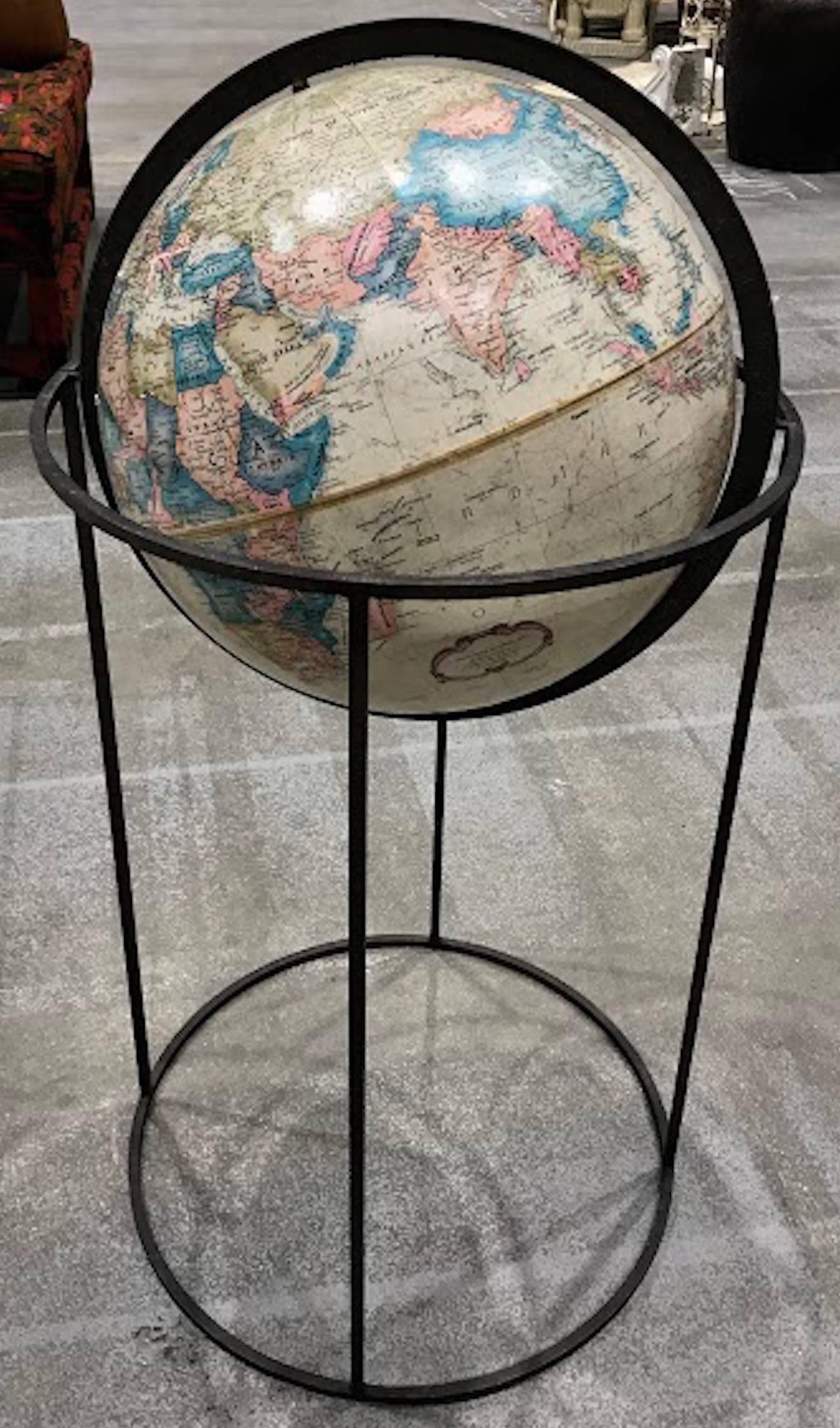 Midcentury Globe with Bronze Stand, Manner of Paul McCobb In Good Condition In West Palm Beach, FL