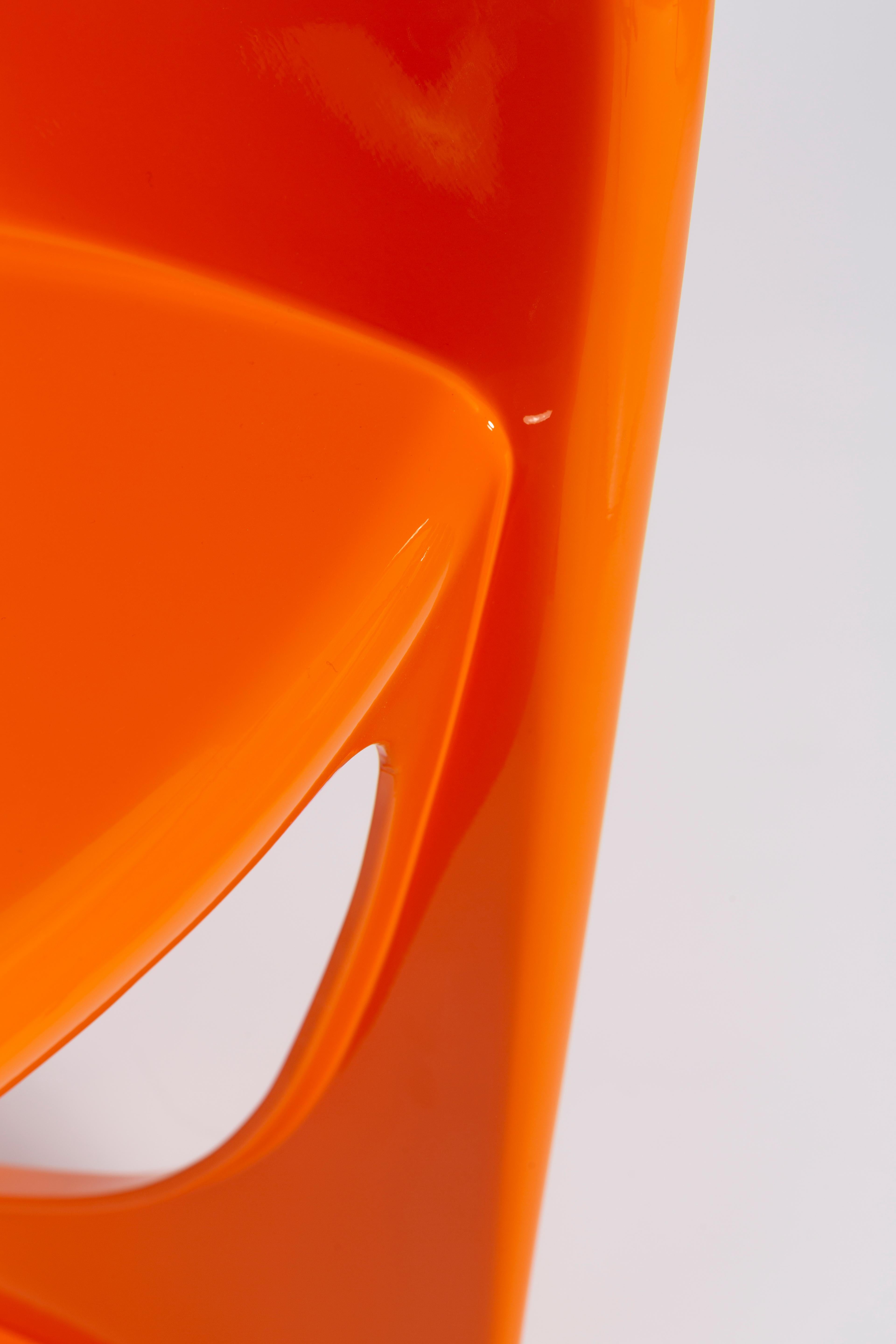 Hand-Painted Mid Century Glossy Orange Cado Chair, Steen Østergaard, 1974 For Sale