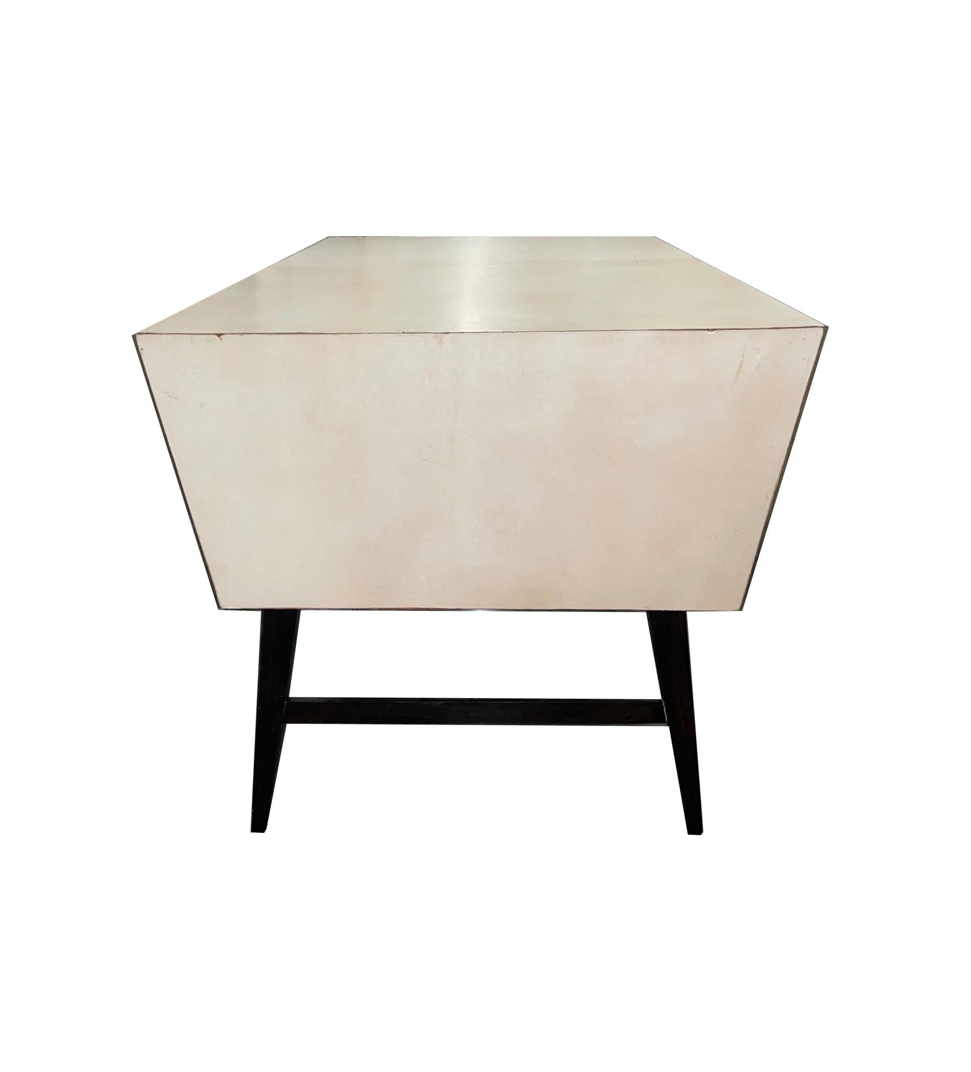North American Midcentury Goat Skin Wrapped Desk For Sale