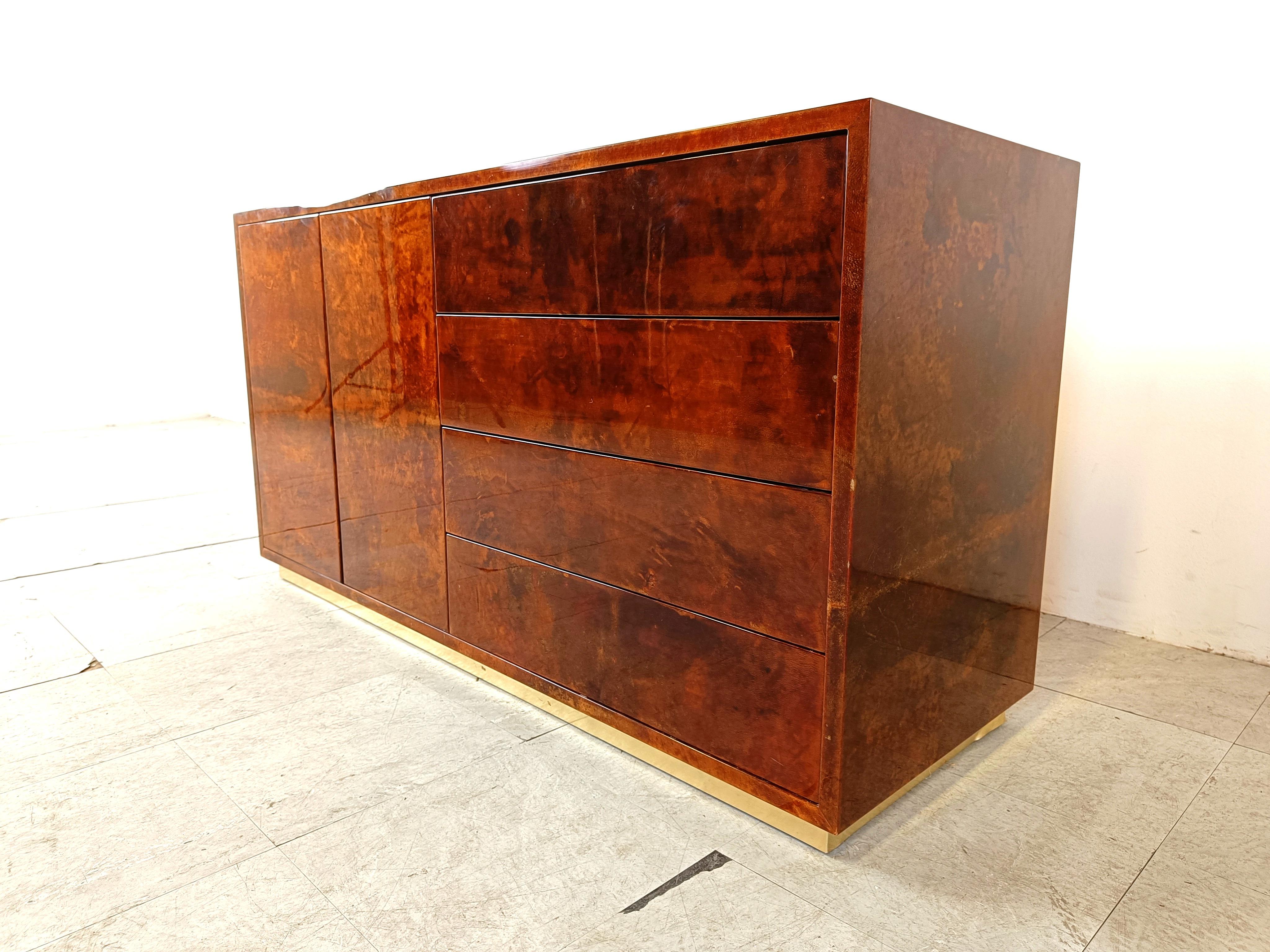 Mid-20th Century Mid century goatskin sideboard by Aldo tura, 1960s For Sale