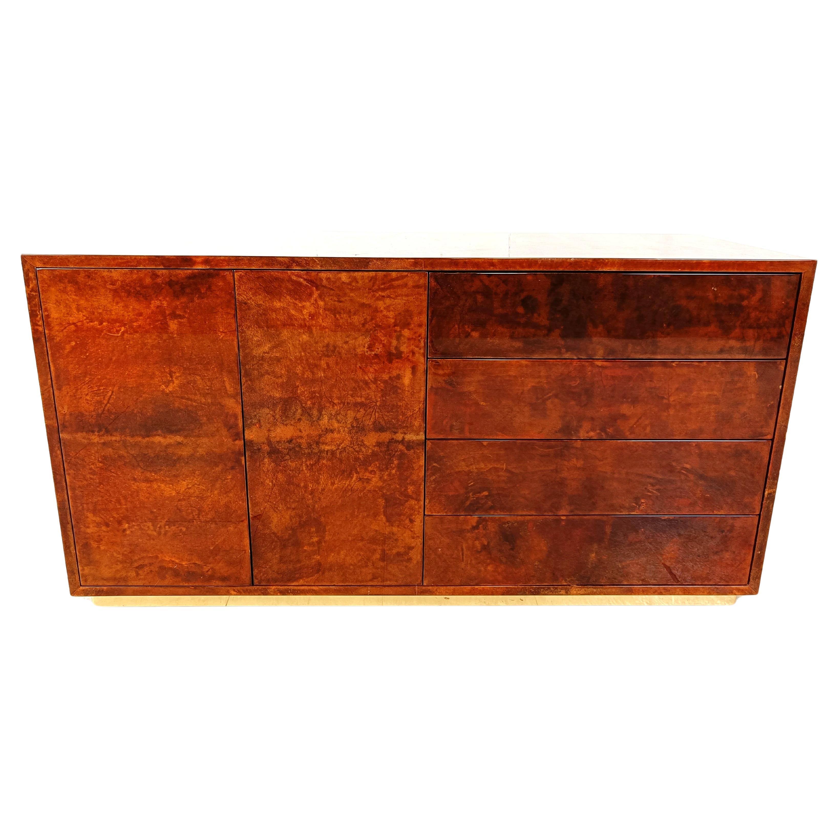 Mid century goatskin sideboard by Aldo tura, 1960s For Sale