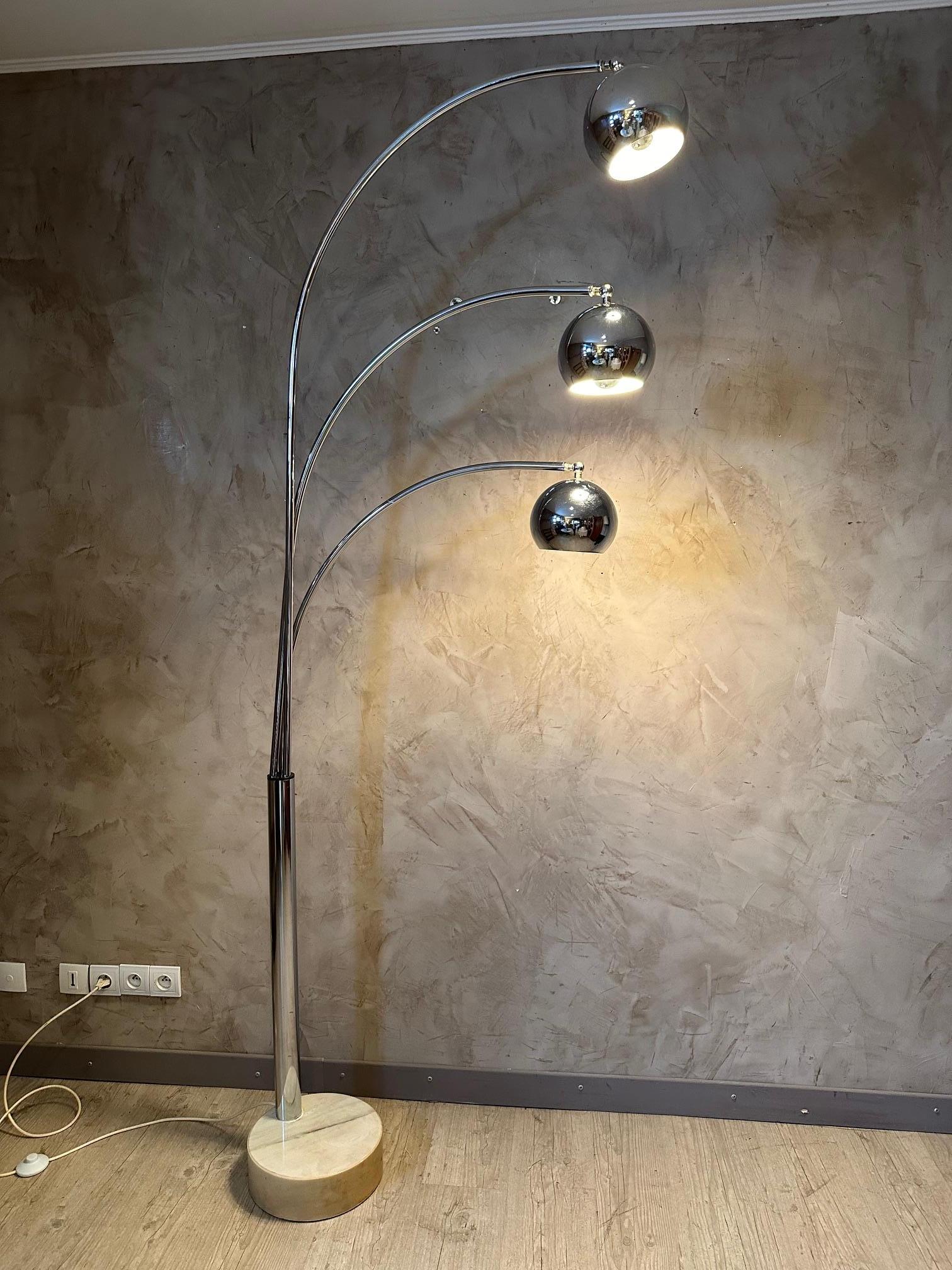 Mid-century Goffredo Reggiani Chromed Metal and Marble Floor Lamp, 1960s For Sale 5
