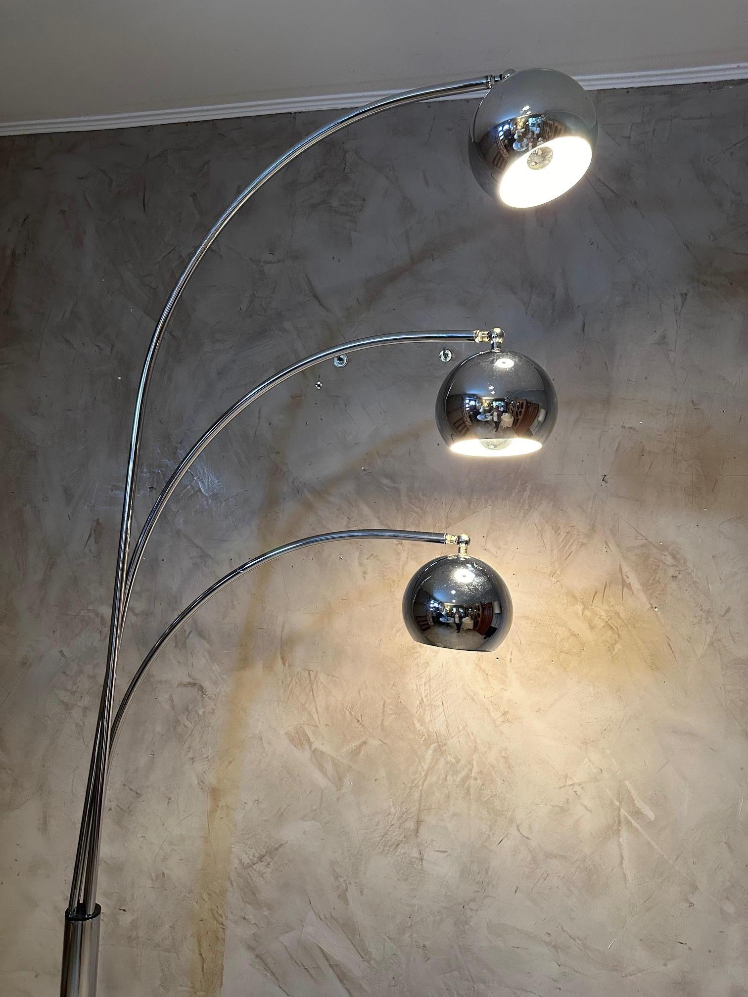 Mid-century Goffredo Reggiani Chromed Metal and Marble Floor Lamp, 1960s For Sale 6