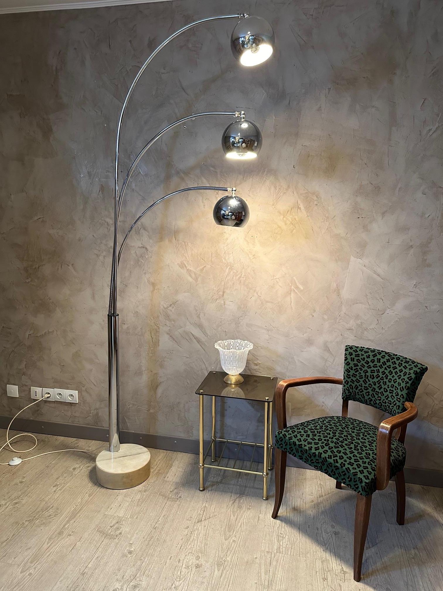 Mid-century Goffredo Reggiani Chromed Metal and Marble Floor Lamp, 1960s For Sale 7