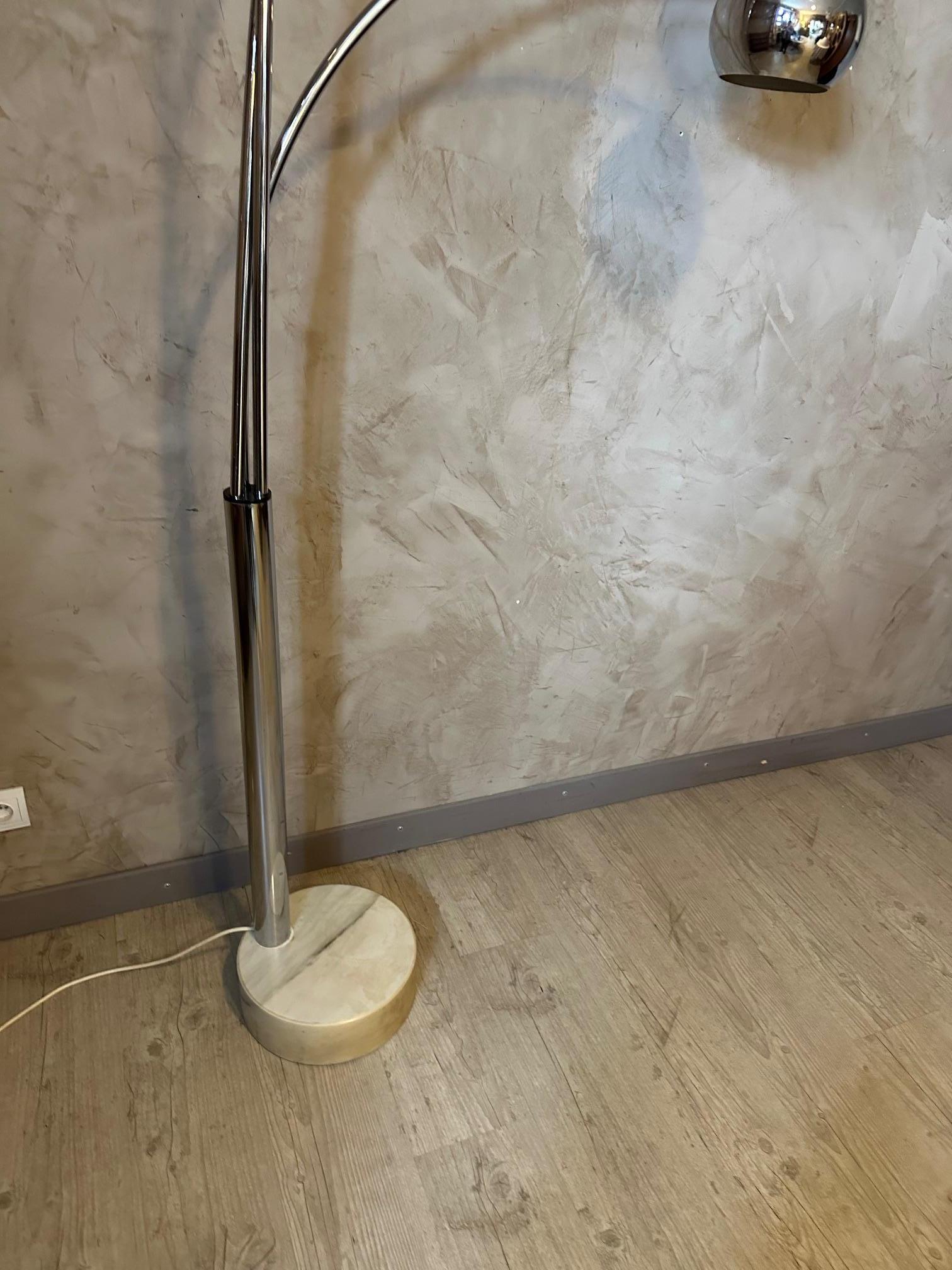 Mid-20th Century Mid-century Goffredo Reggiani Chromed Metal and Marble Floor Lamp, 1960s For Sale