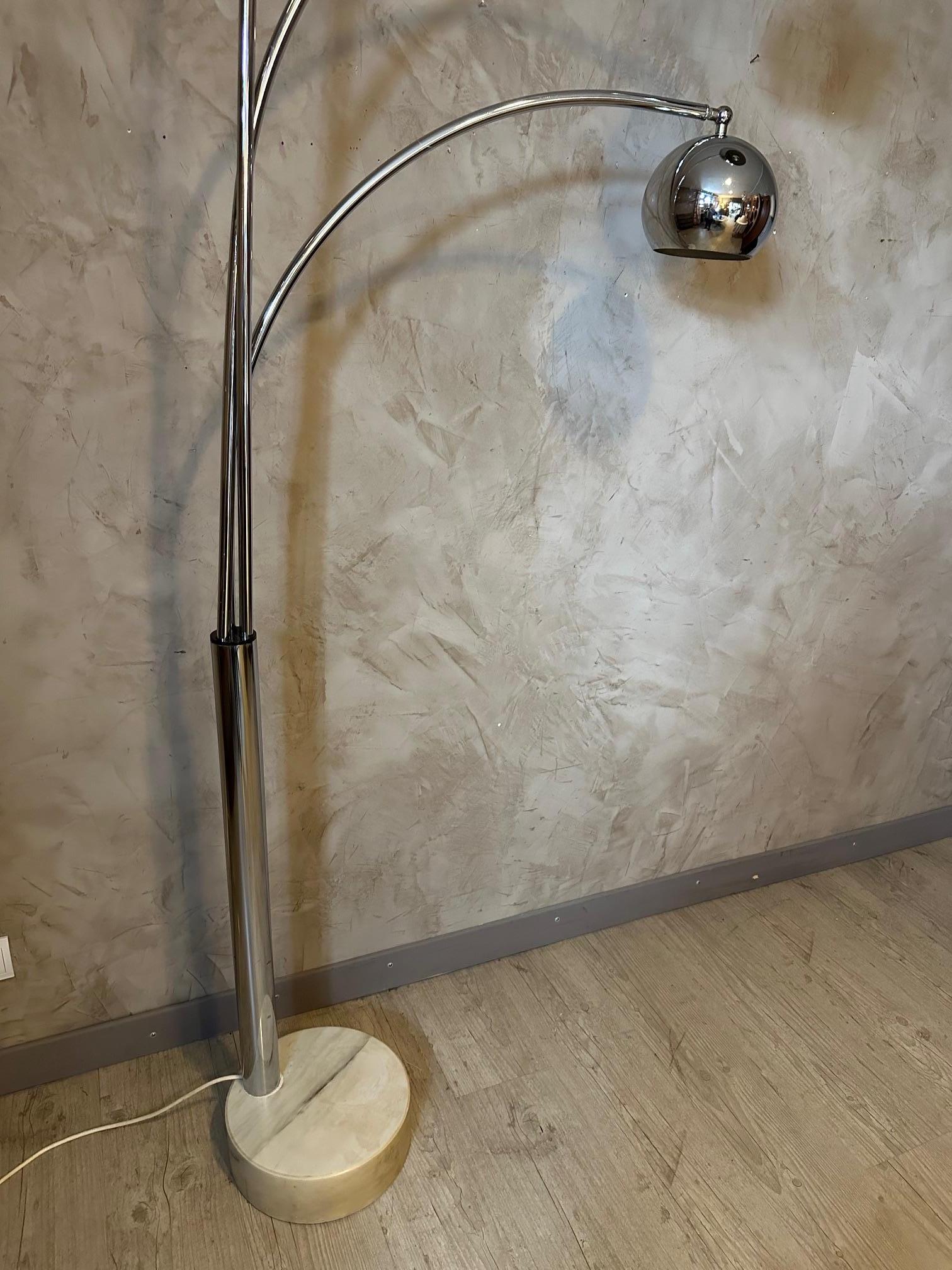 Mid-century Goffredo Reggiani Chromed Metal and Marble Floor Lamp, 1960s For Sale 1