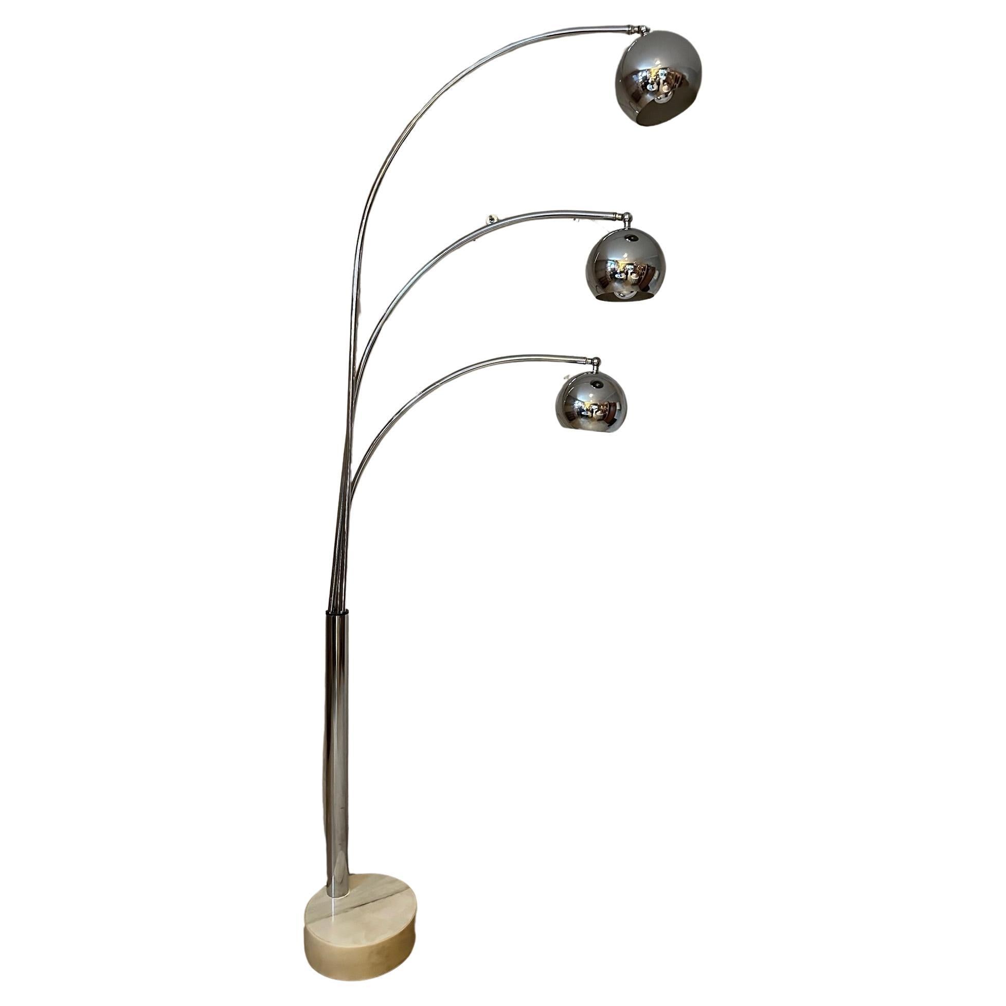Mid-century Goffredo Reggiani Chromed Metal and Marble Floor Lamp, 1960s For Sale