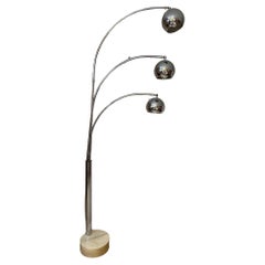 Mid-century Goffredo Reggiani Chromed Metal and Marble Floor Lamp, 1960s